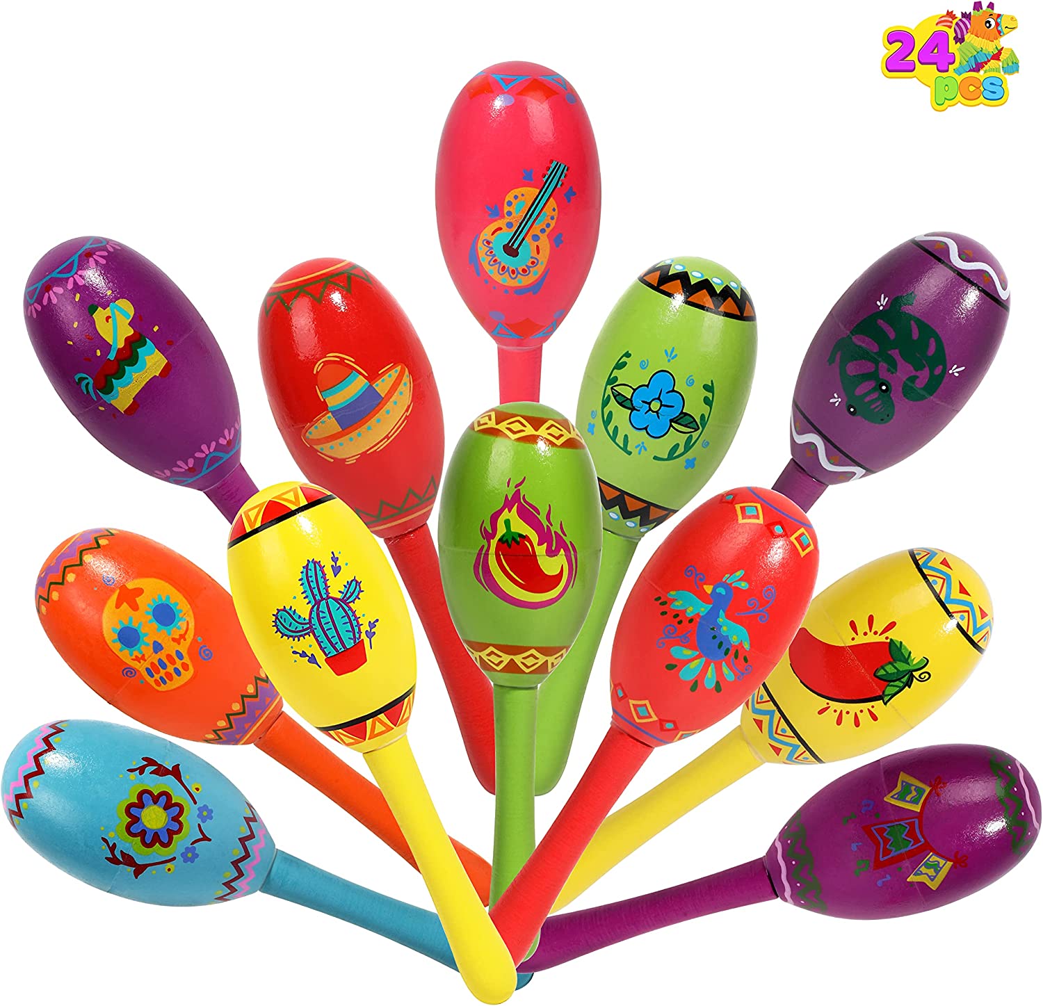 Fiesta Wooden Maracas, 24 Pcs - Image 2