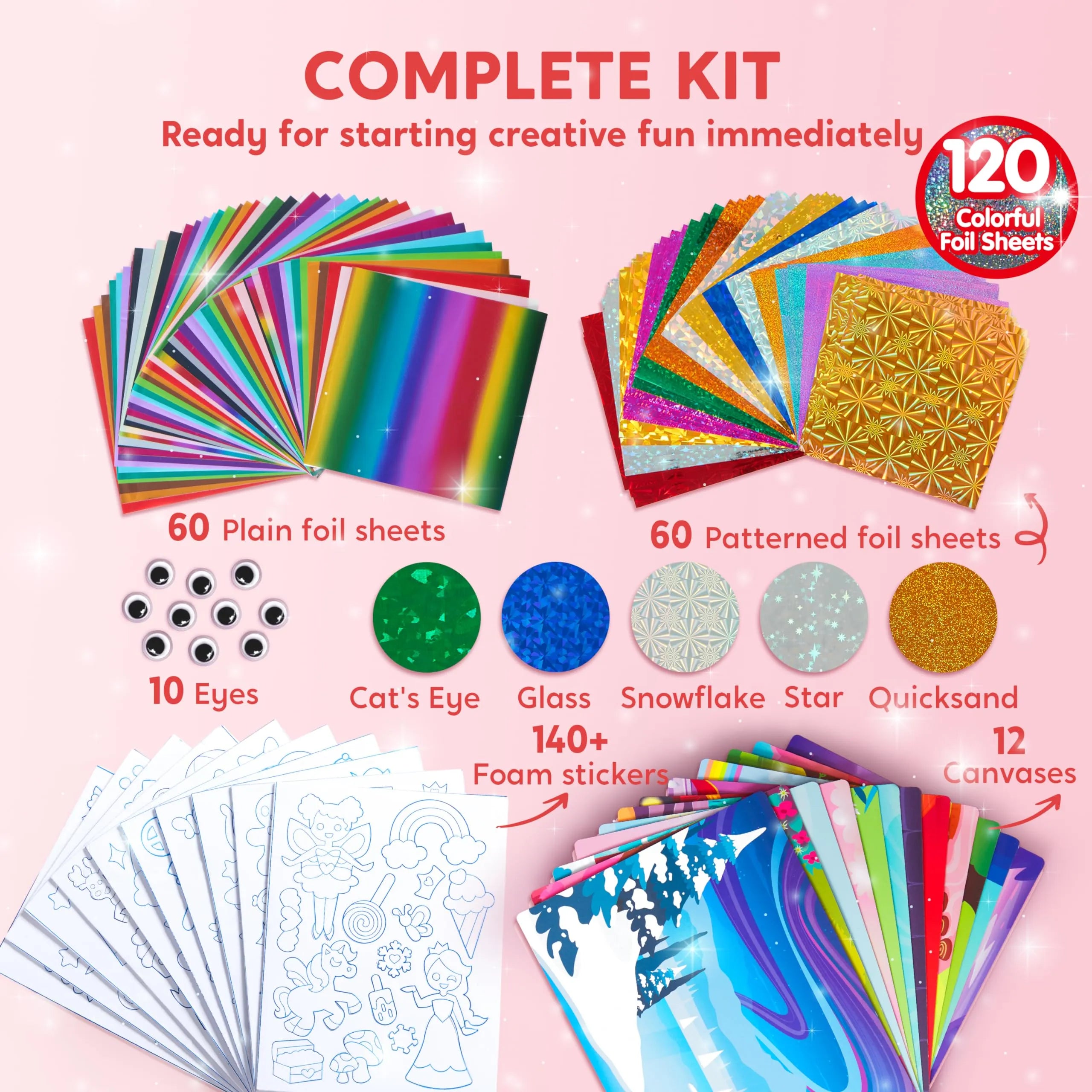 Foil Art Kit for Kids Foam Stickers, Creative Travel Toys and Birthday Gifts - Image 3