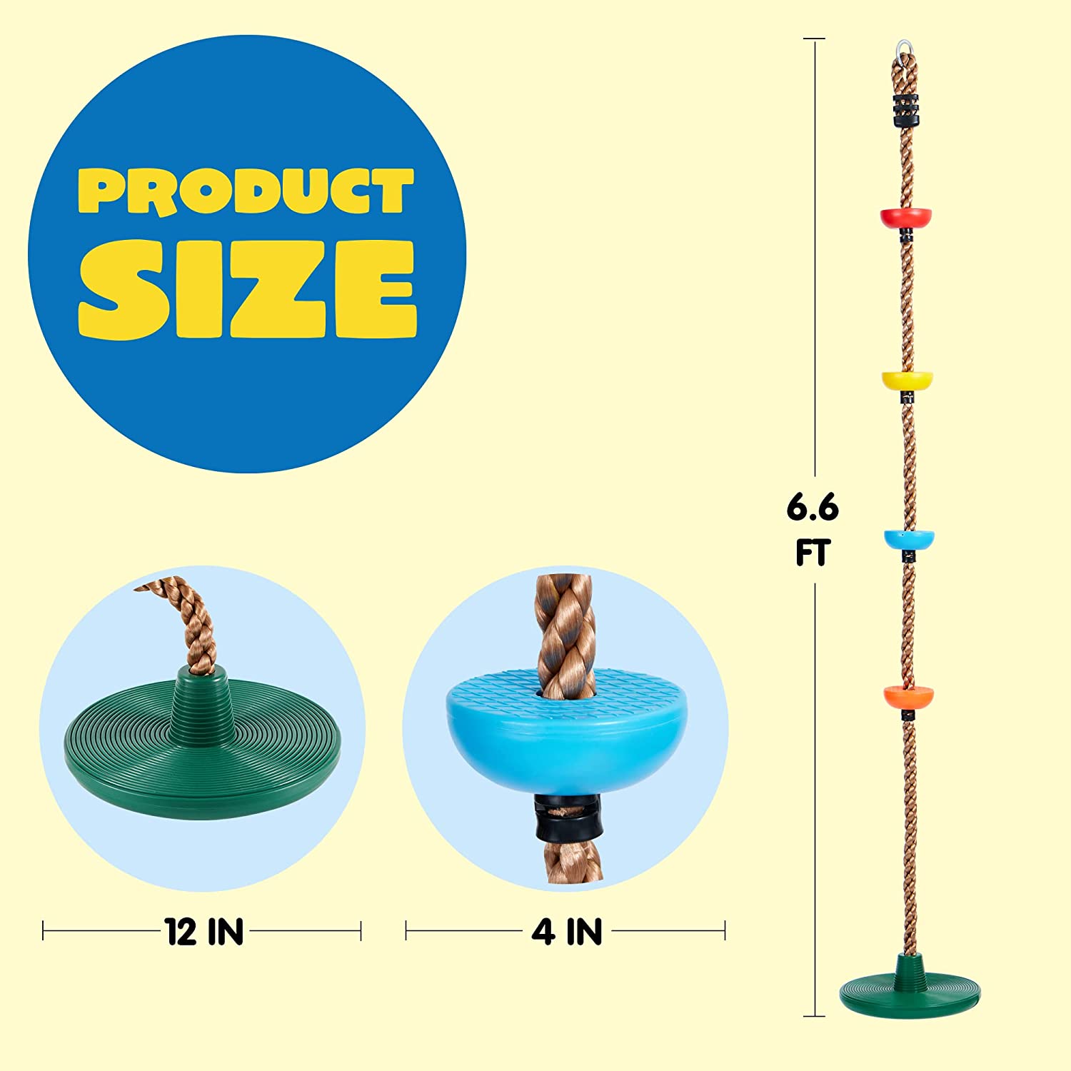 Green Climbing Rope Tree Swing with Platforms and Disc Swings Seat - Image 6
