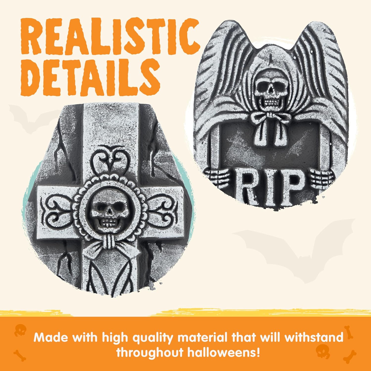 17” Halloween Foam RIP Graveyard Tombstones (5 Pack) - Image 7