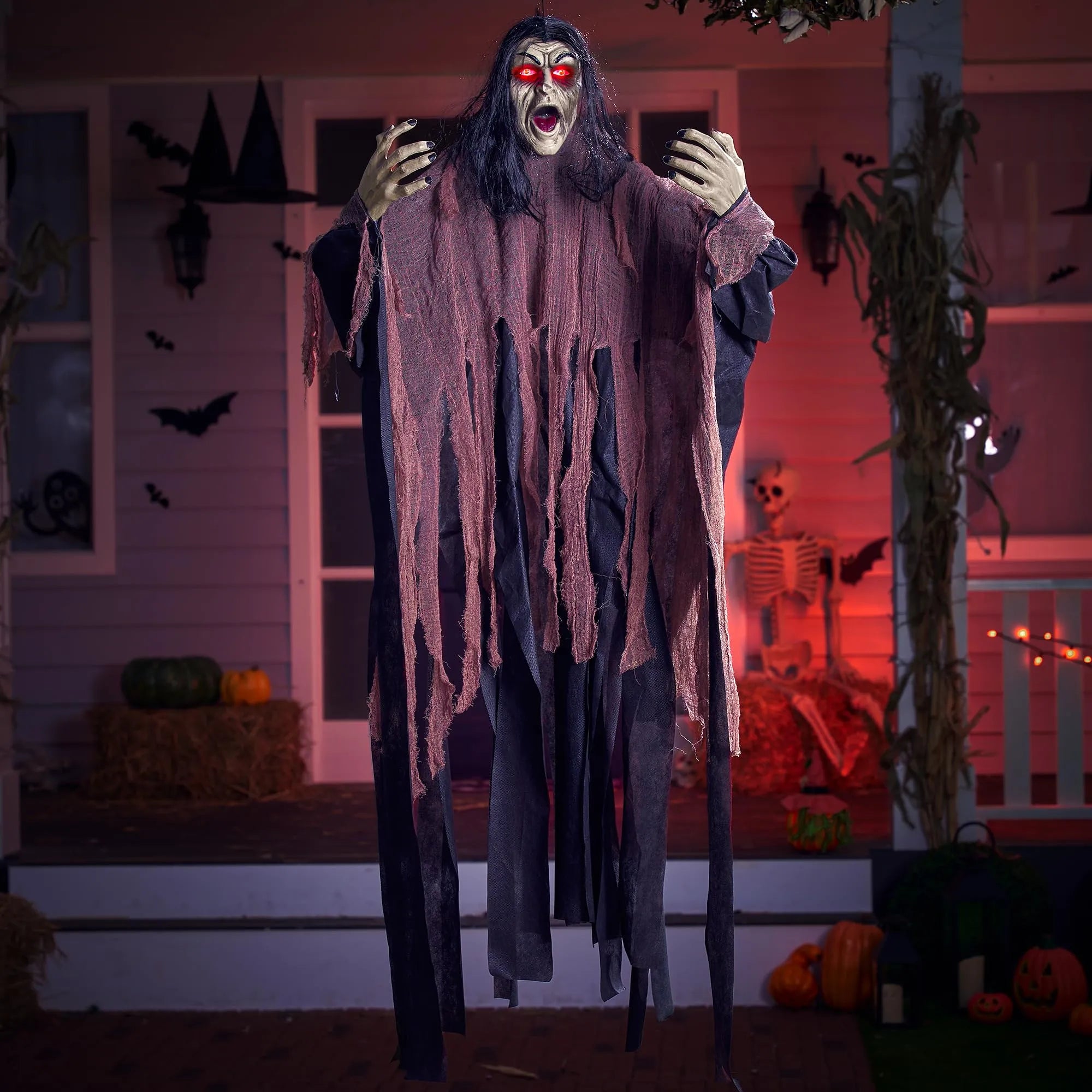 Halloween Hanging Zombie Groundbreaker in Green Crawling Creepy