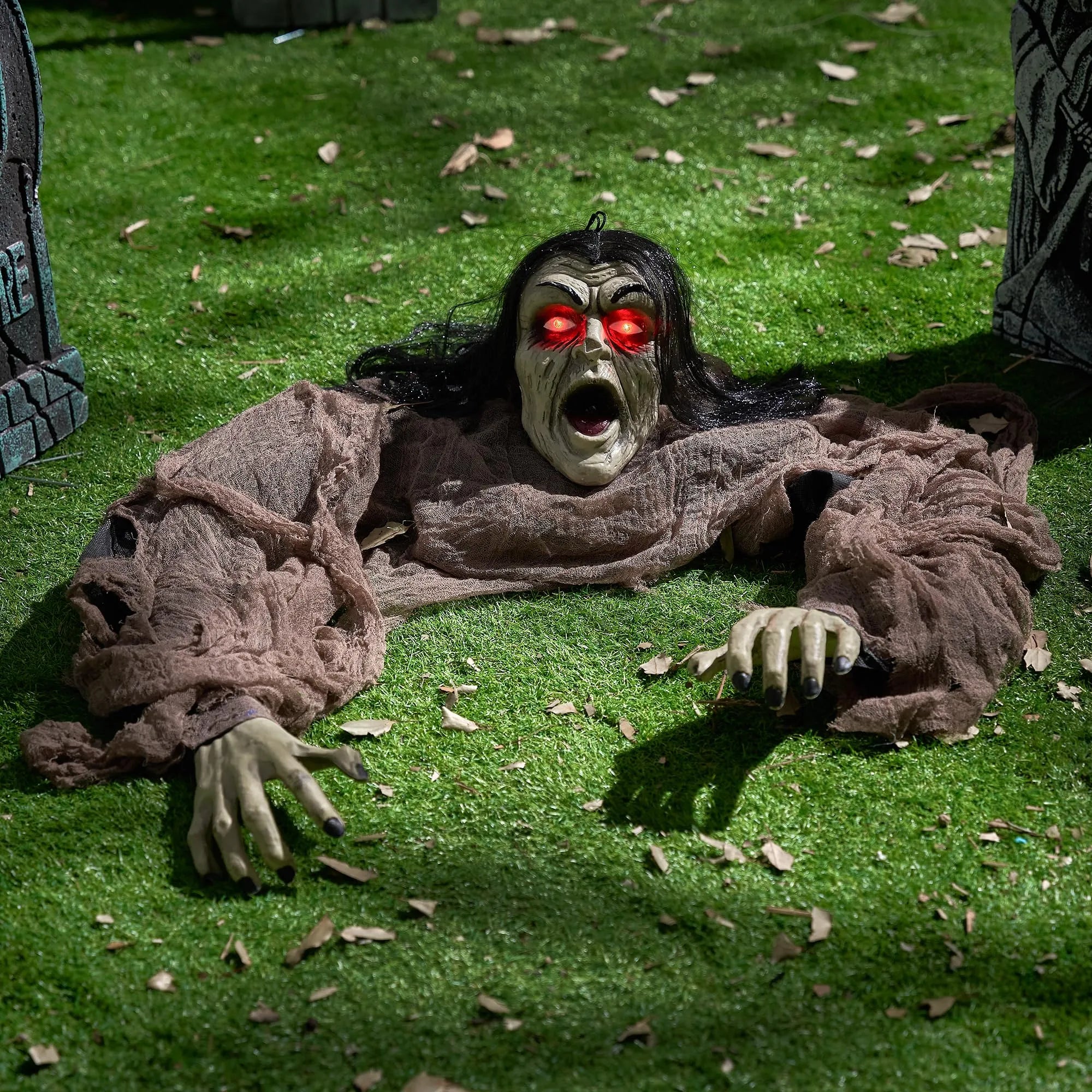 Halloween Hanging Zombie Groundbreaker in Green Crawling Creepy - Image 5