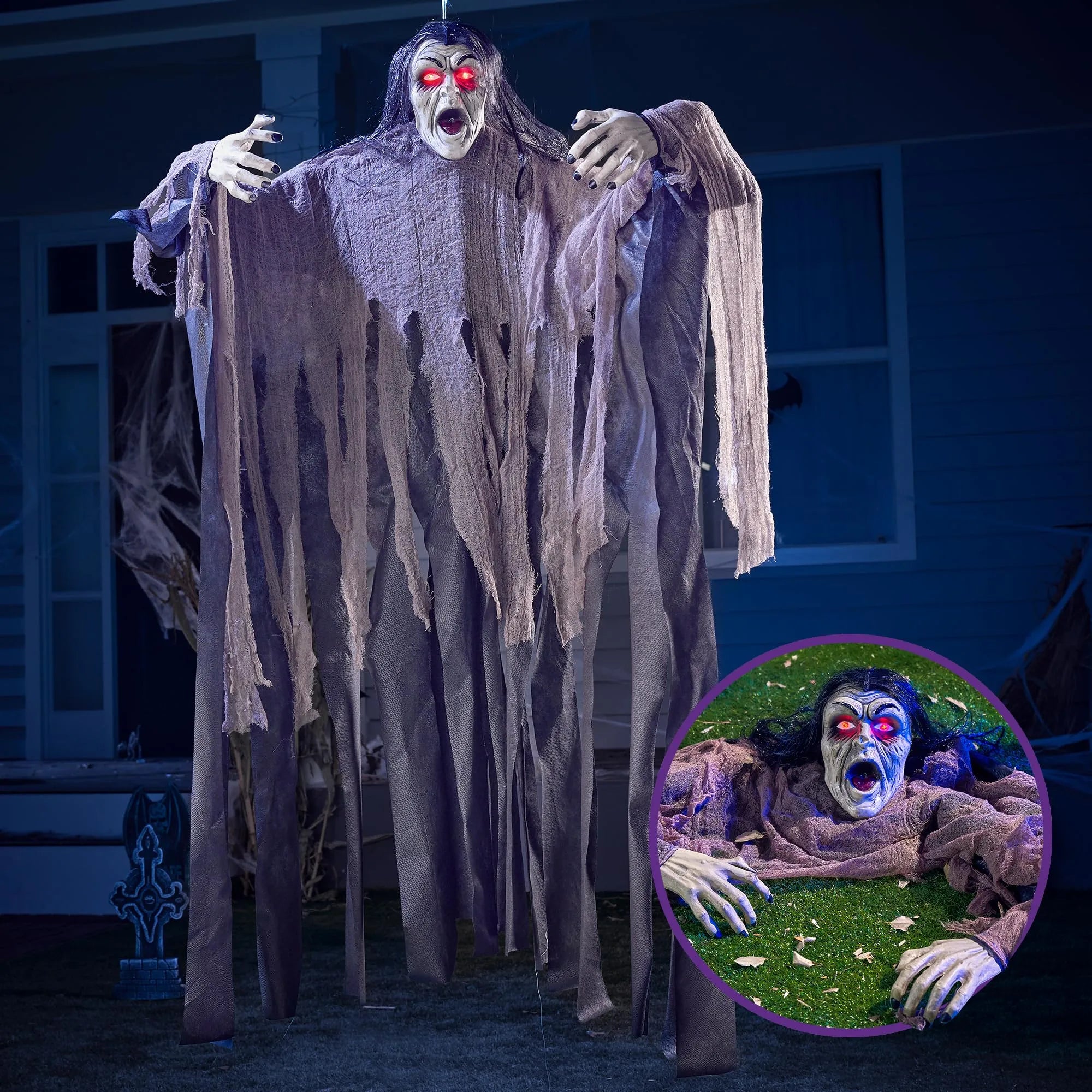 Halloween Hanging Zombie Groundbreaker in Green Crawling Creepy - Image 2