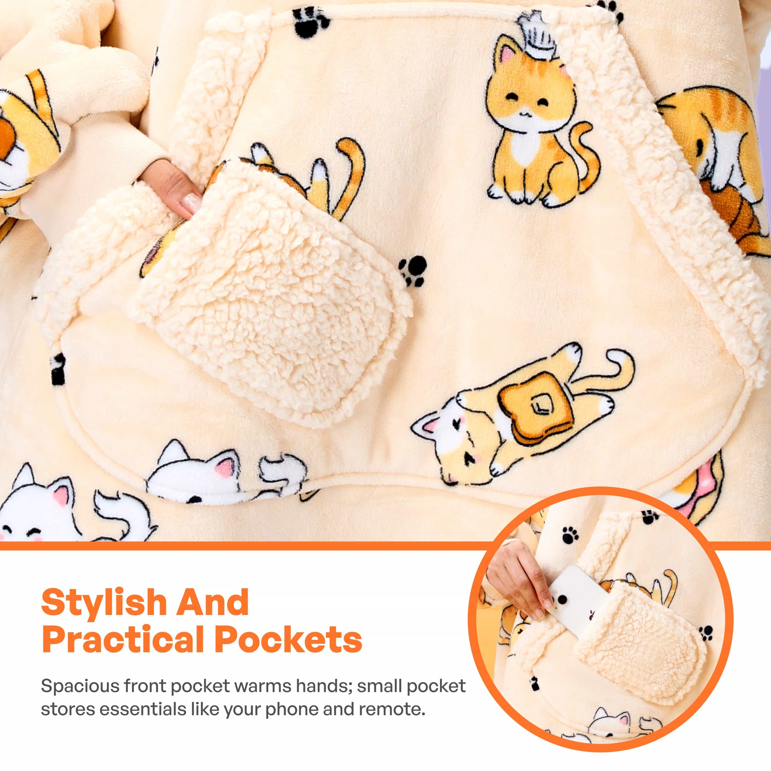 Adult Sherpa Wearable Blanket-Cat - Image 5