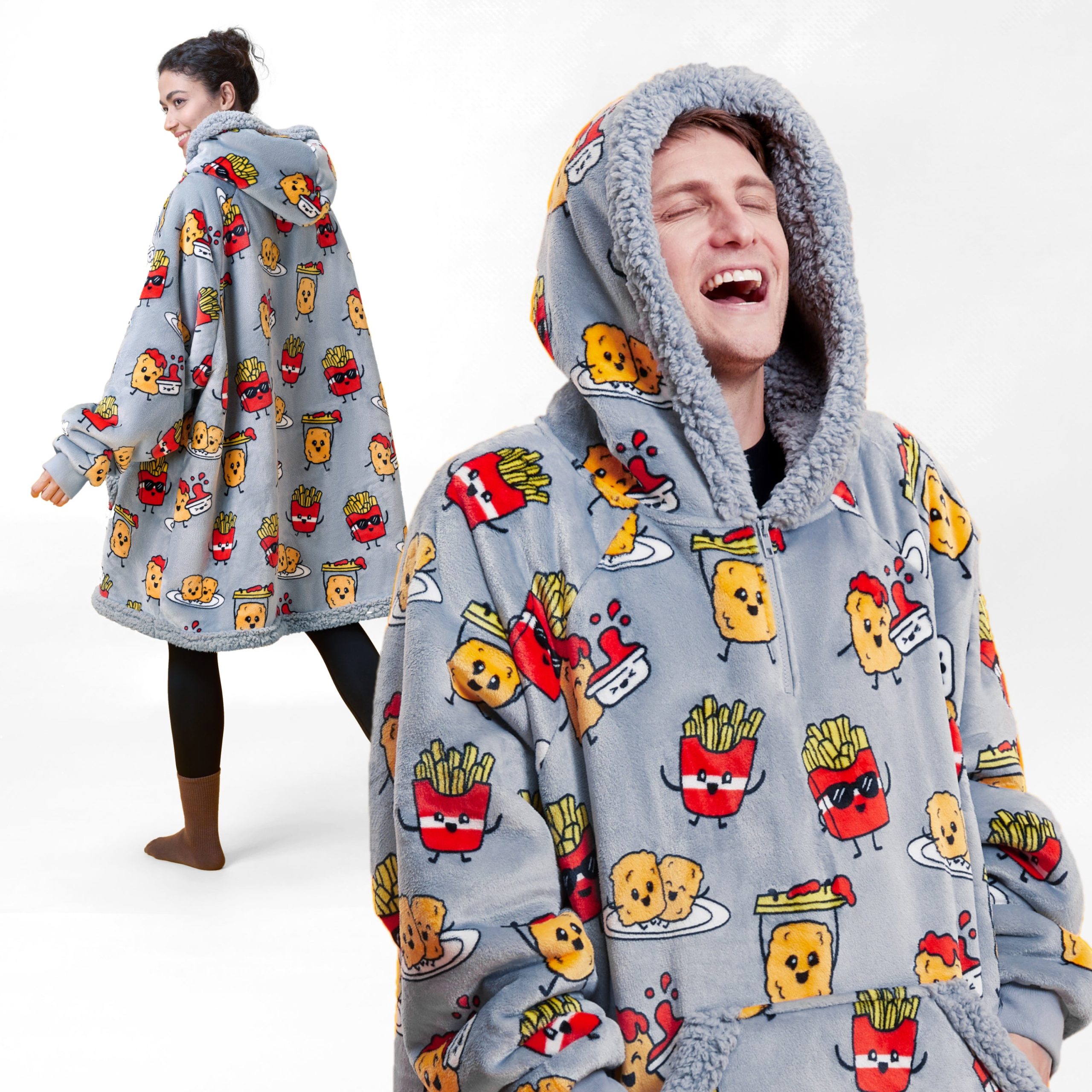 Adult Sherpa Wearable Blanket-Chicken nuggets and fries - Image 9