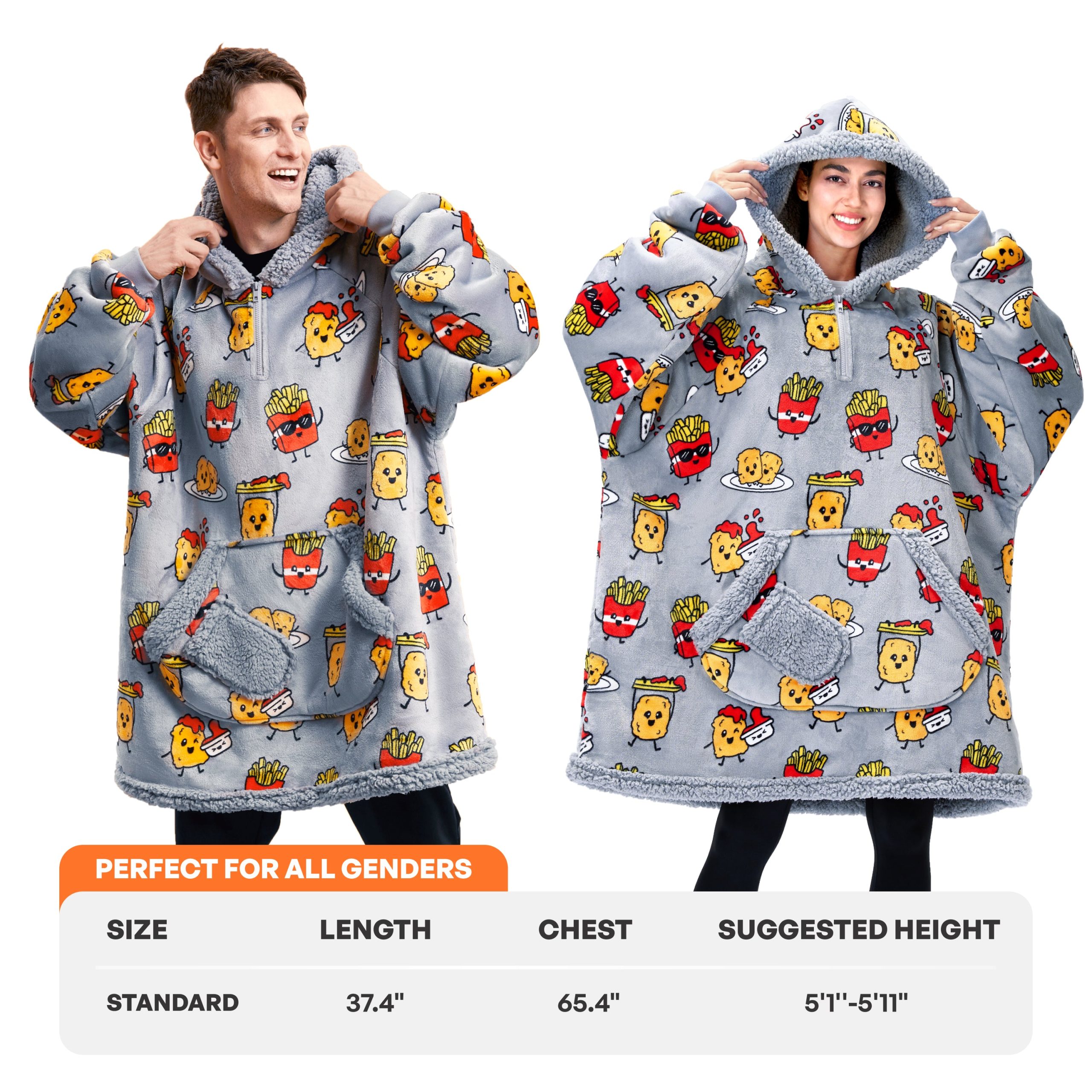 Adult Sherpa Wearable Blanket-Chicken nuggets and fries - Image 11