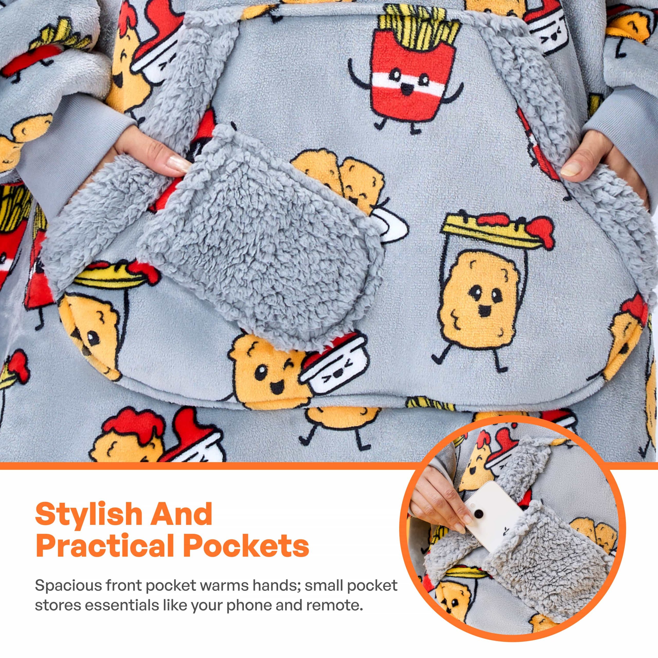 Adult Sherpa Wearable Blanket-Chicken nuggets and fries - Image 5