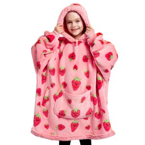 Kids Sherpa Wearable Blanket-Strawberry