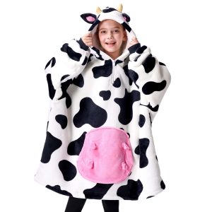 Kids Sherpa Wearable Blanket-Cow Shape