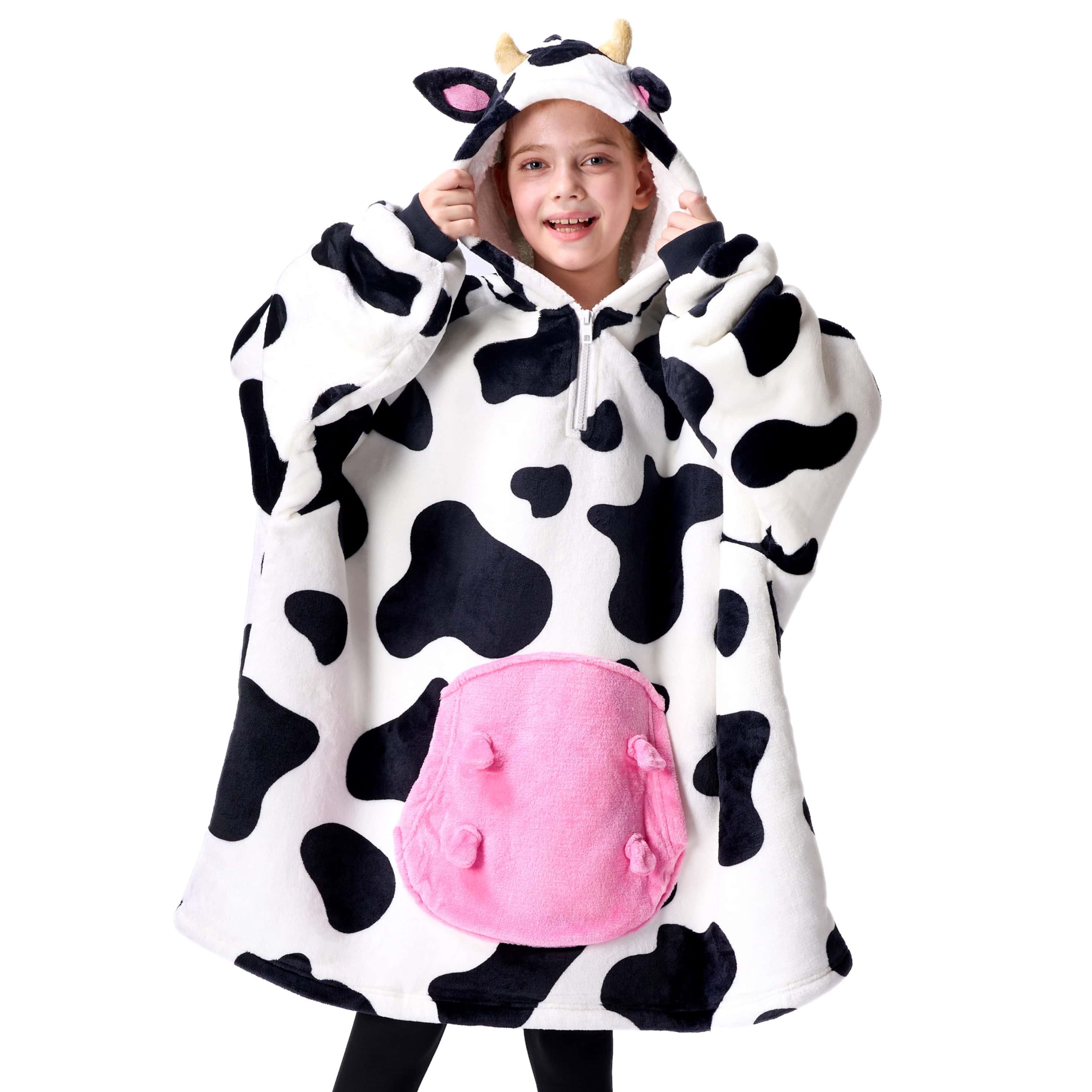 Kids Sherpa Wearable Blanket-Cow Shape