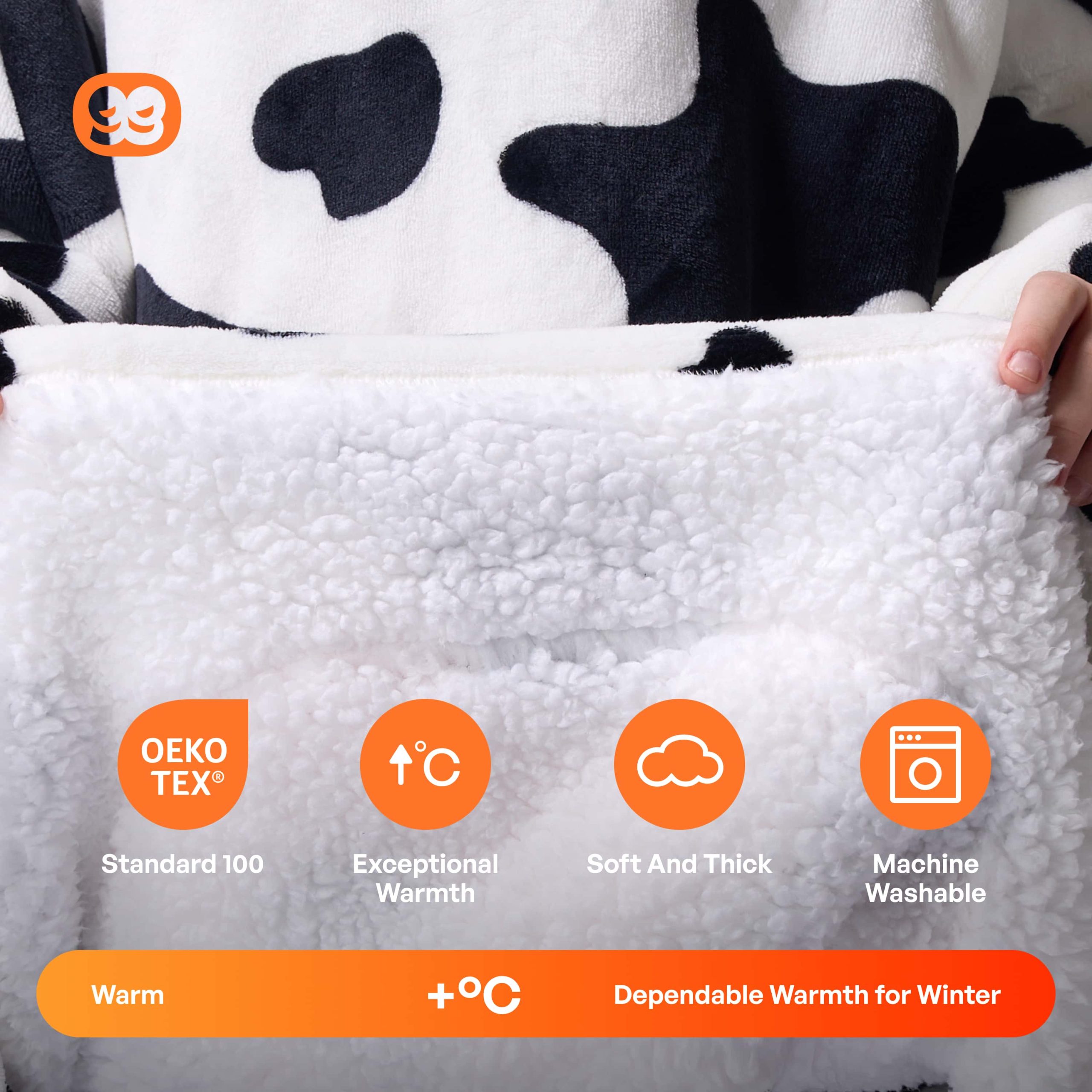 Kids Sherpa Wearable Blanket-Cow Shape - Image 3
