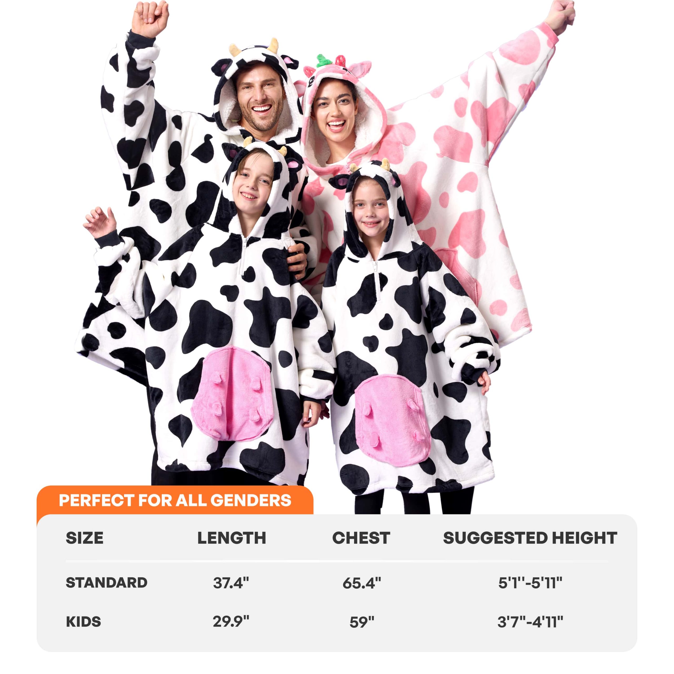 Kids Sherpa Wearable Blanket-Cow Shape - Image 4