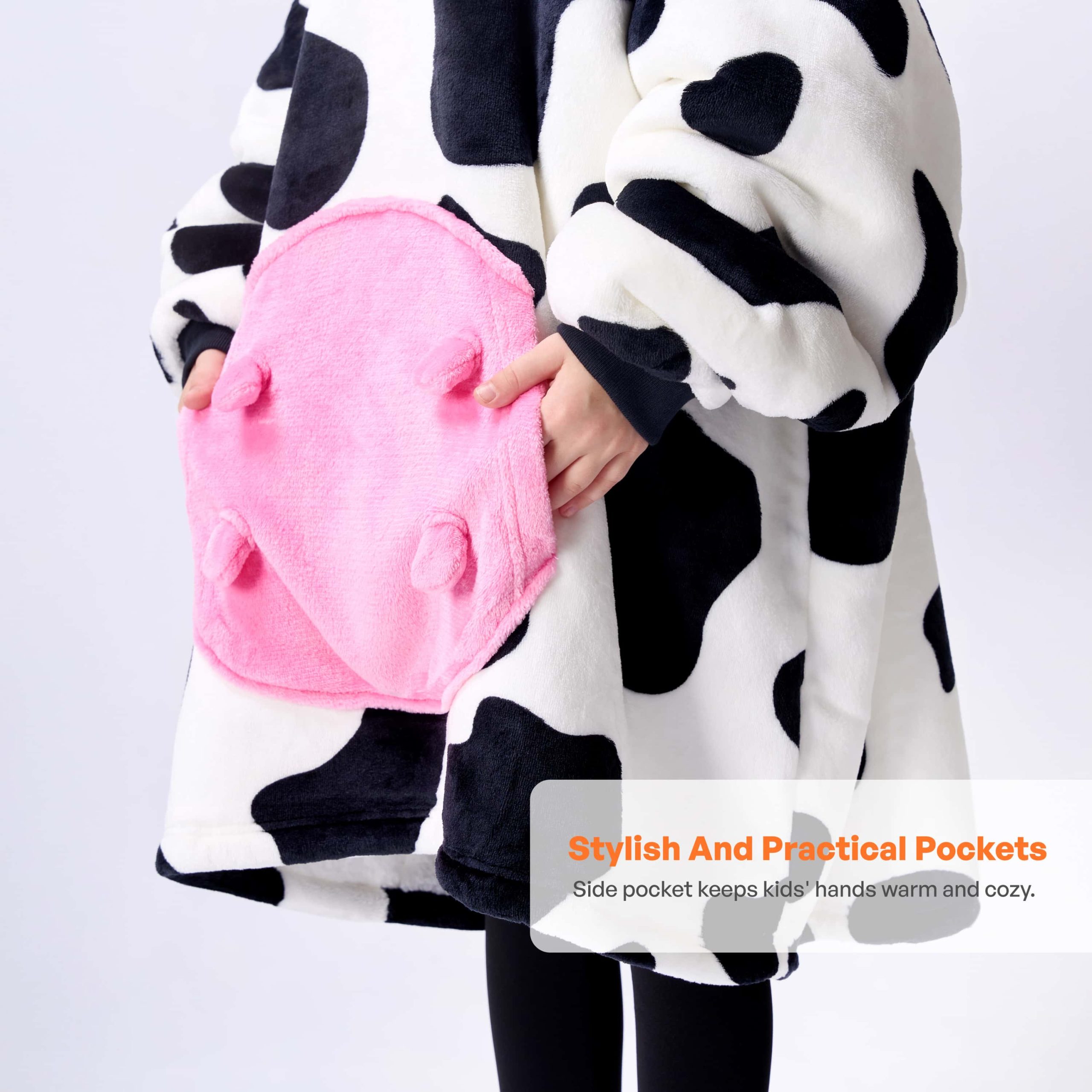 Kids Sherpa Wearable Blanket-Cow Shape - Image 5