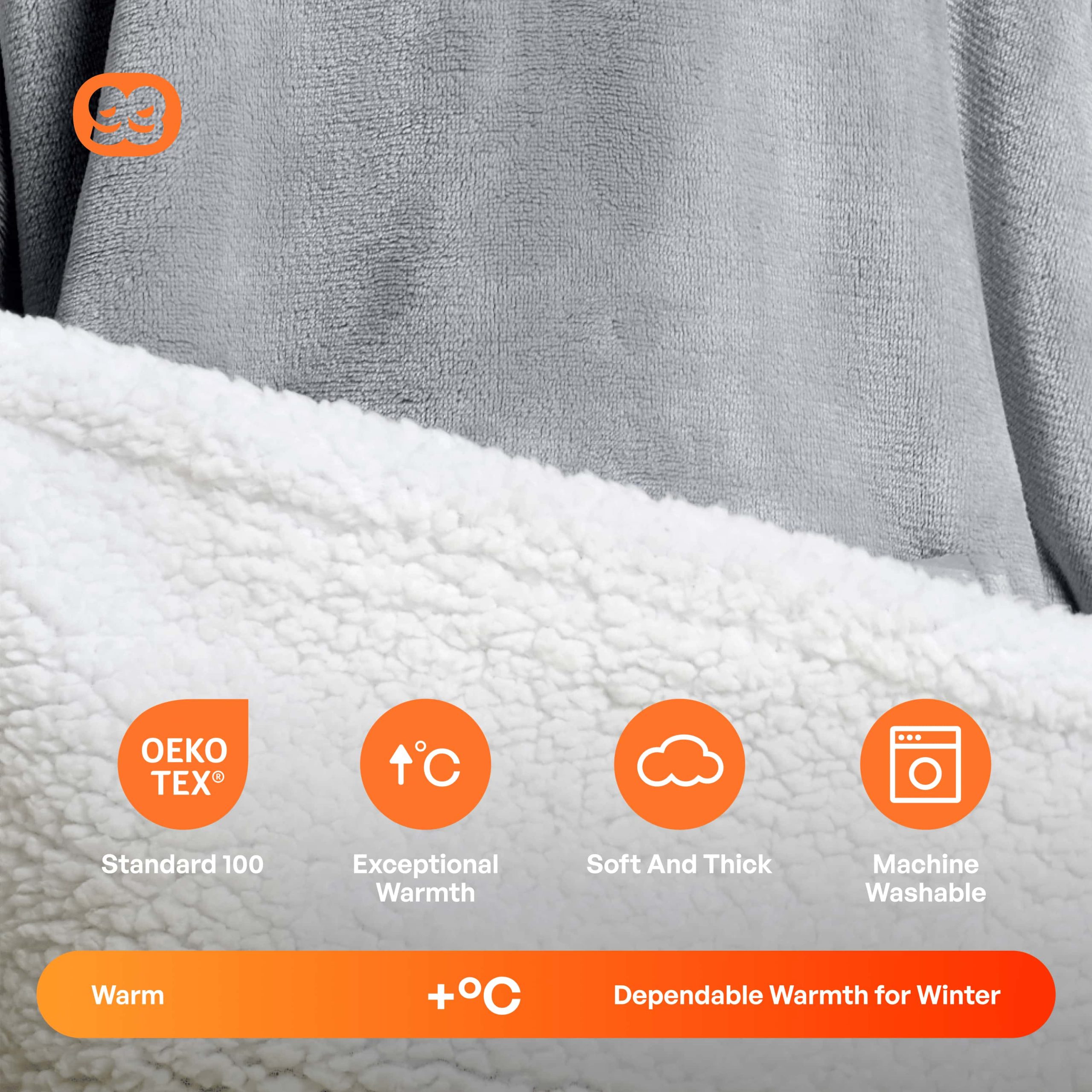 Kids Sherpa Wearable Blanket-Gray - Image 3