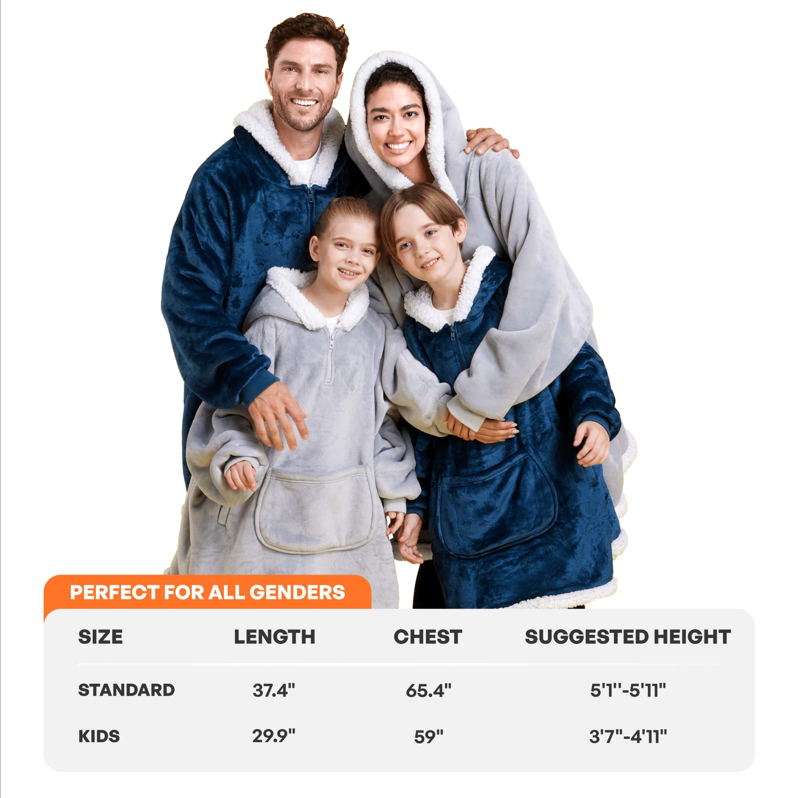 Kids Sherpa Wearable Blanket-Gray - Image 4