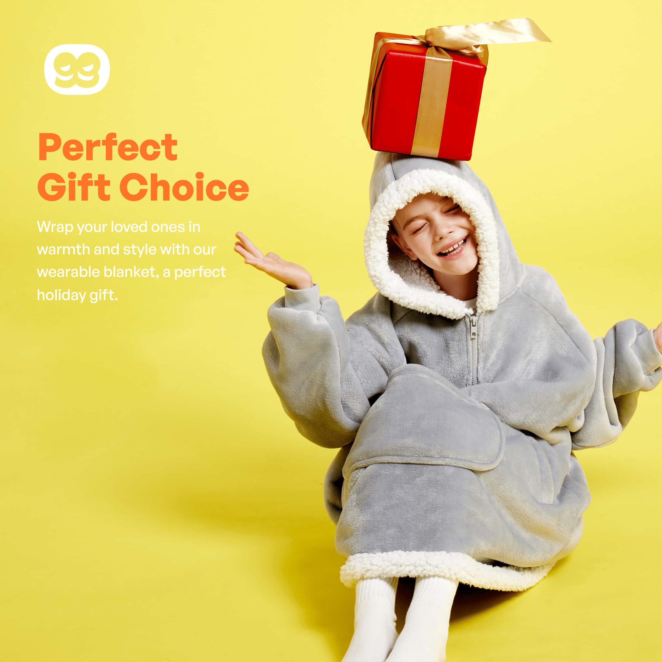 Kids Sherpa Wearable Blanket-Gray - Image 7