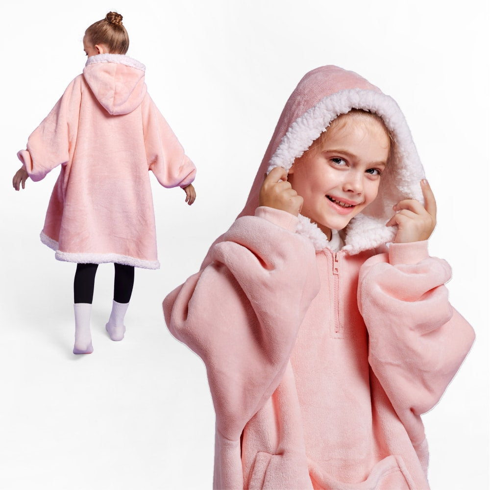 Kids Sherpa Wearable Blanket-Pink - Image 2