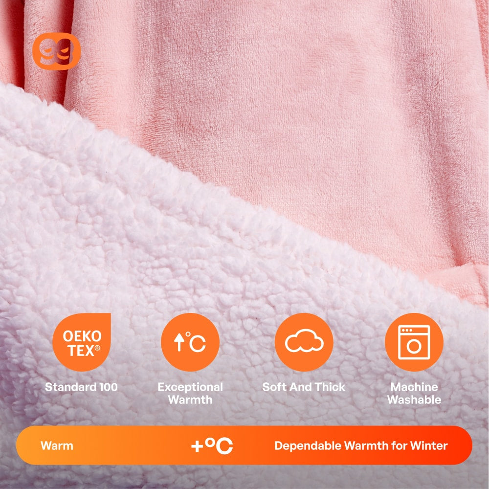 Kids Sherpa Wearable Blanket-Pink - Image 3