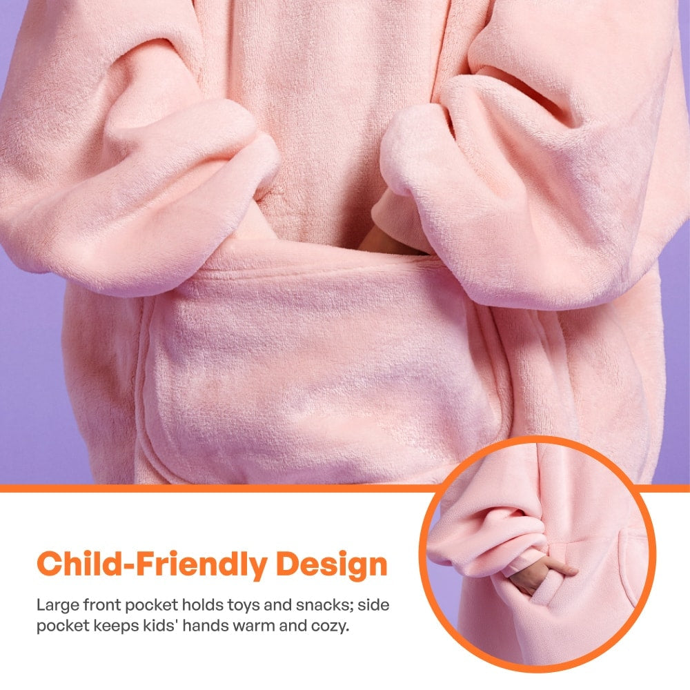 Kids Sherpa Wearable Blanket-Pink - Image 5