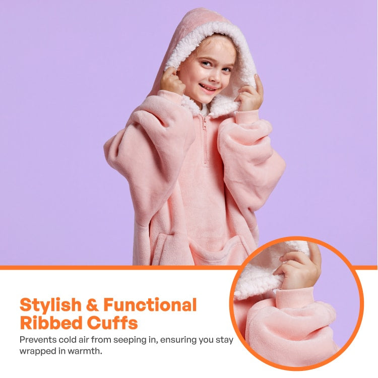 Kids Sherpa Wearable Blanket-Pink - Image 6
