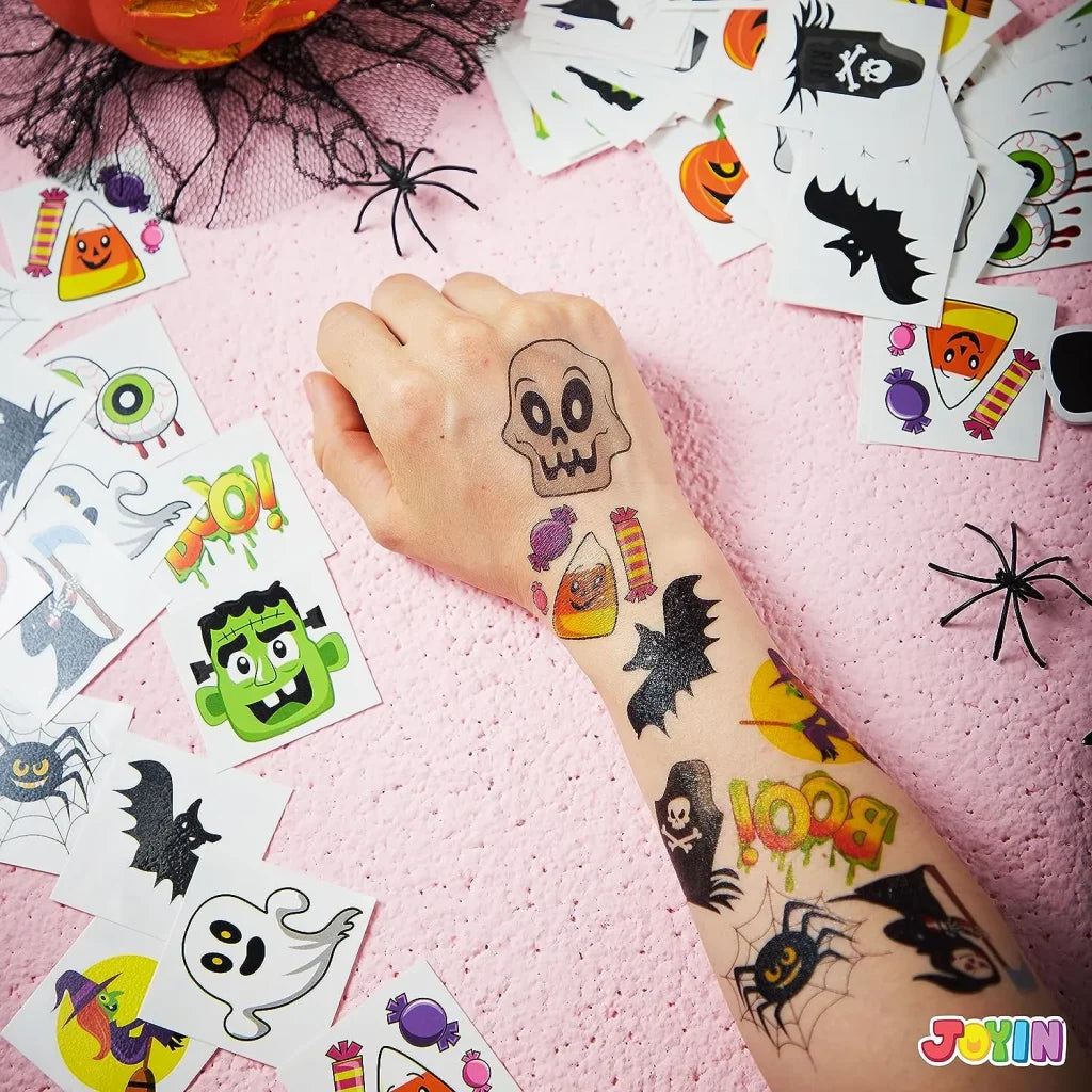 144 PCS Halloween Temporary Tattoos, 12 Designs Waterproof Fake Tattoos Stickers for Kids - Image 7