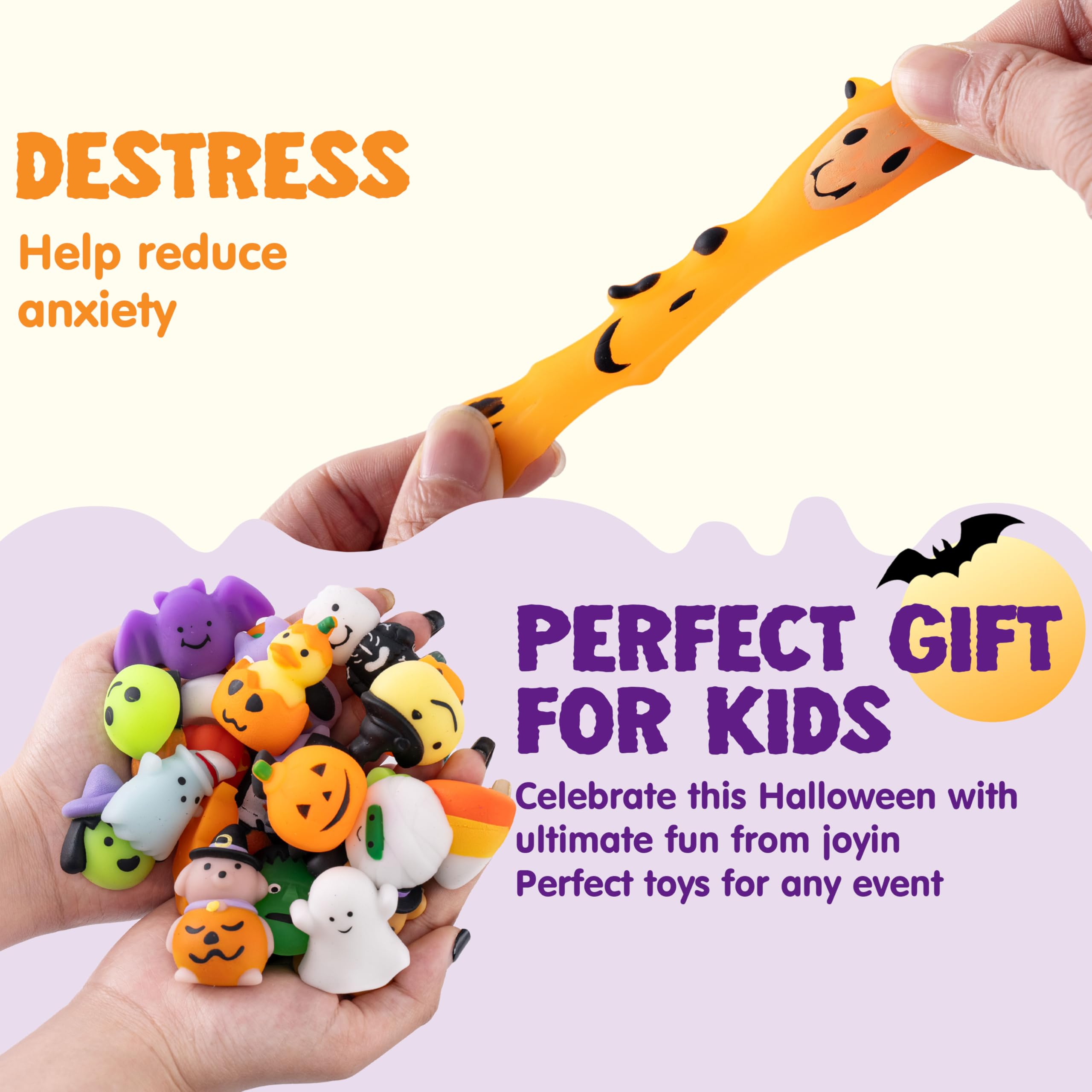 JOYIN 100-Piece Halloween Mochi Squishy Toys Set - Image 4