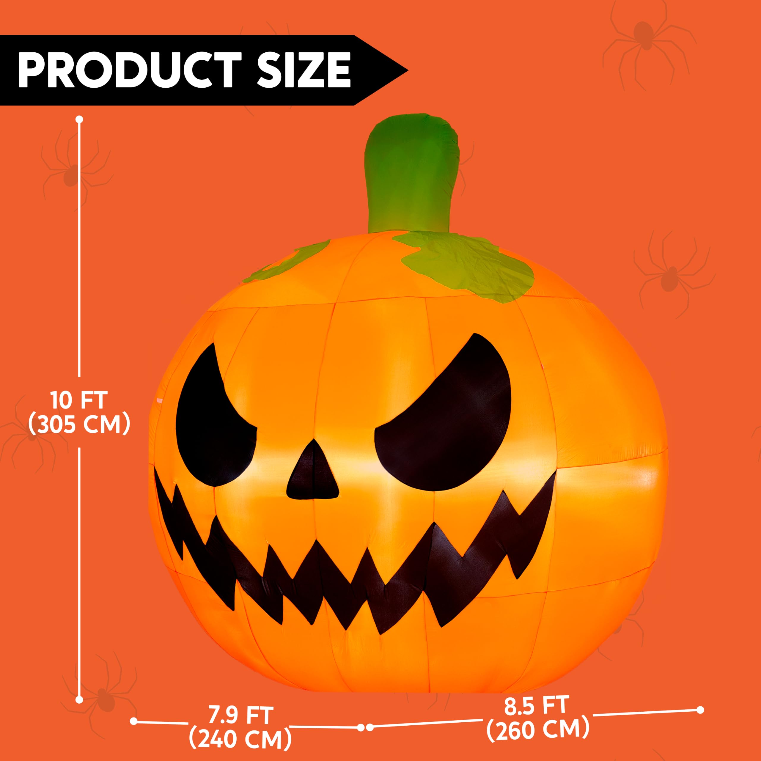 JOYIN 10FT Giant Inflatable Halloween Pumpkin with Built-in LED Lights - Image 4