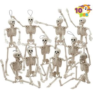 JOYIN 10 PCS 16 Inches Halloween Hanging Skeletons Full Body Skeletons