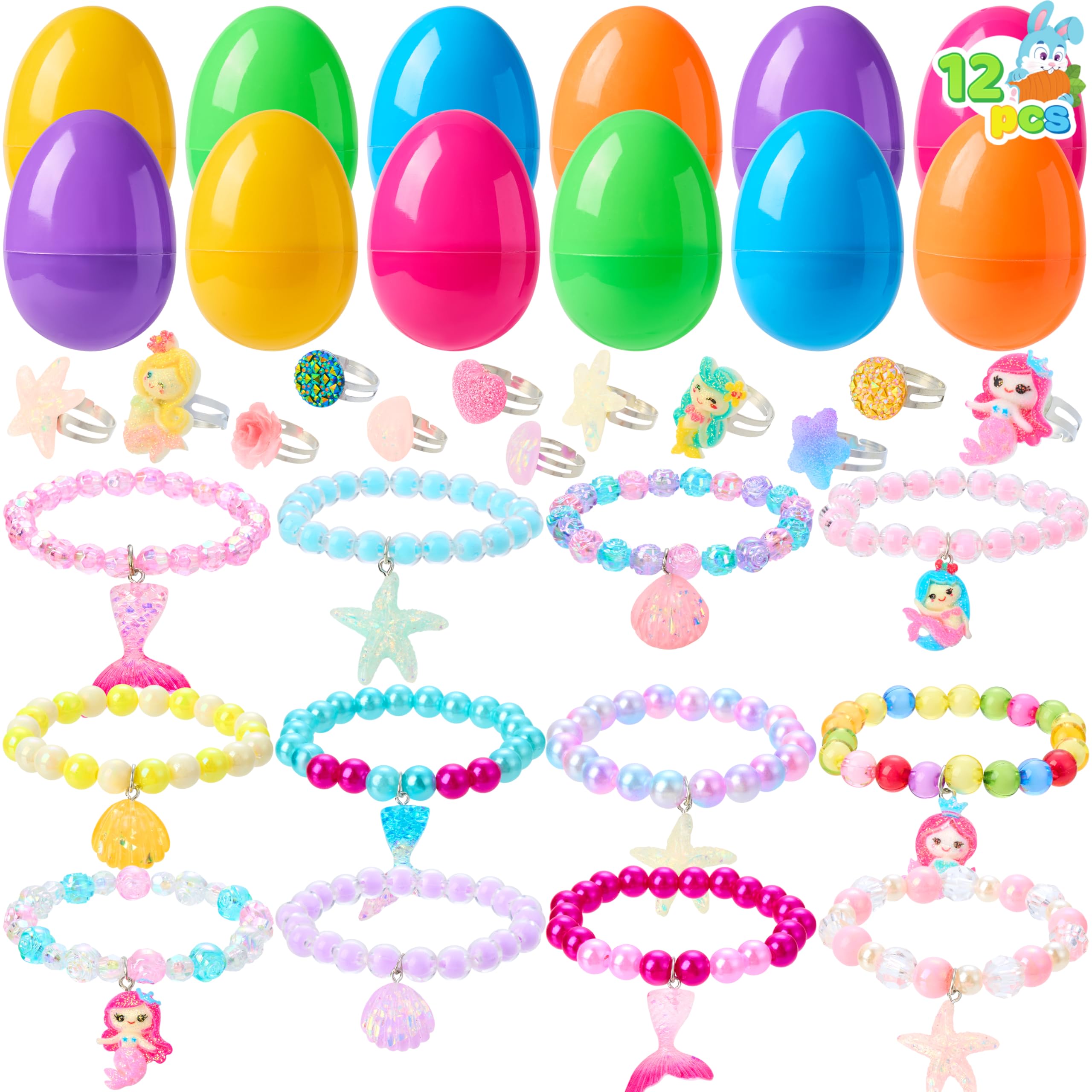 JOYIN 12 Pack Prefilled Easter Eggs with Beads Jewelry Toys - Image 8