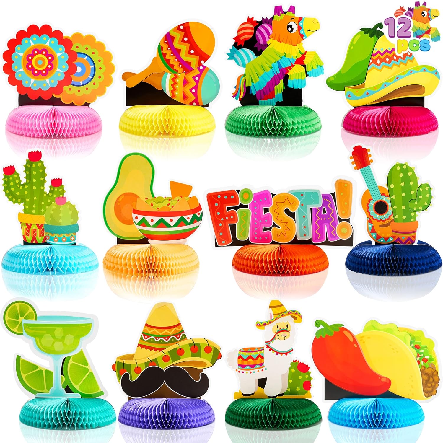 JOYIN 12 Pcs Cinco De Mayo Honeycomb Table Centerpiece