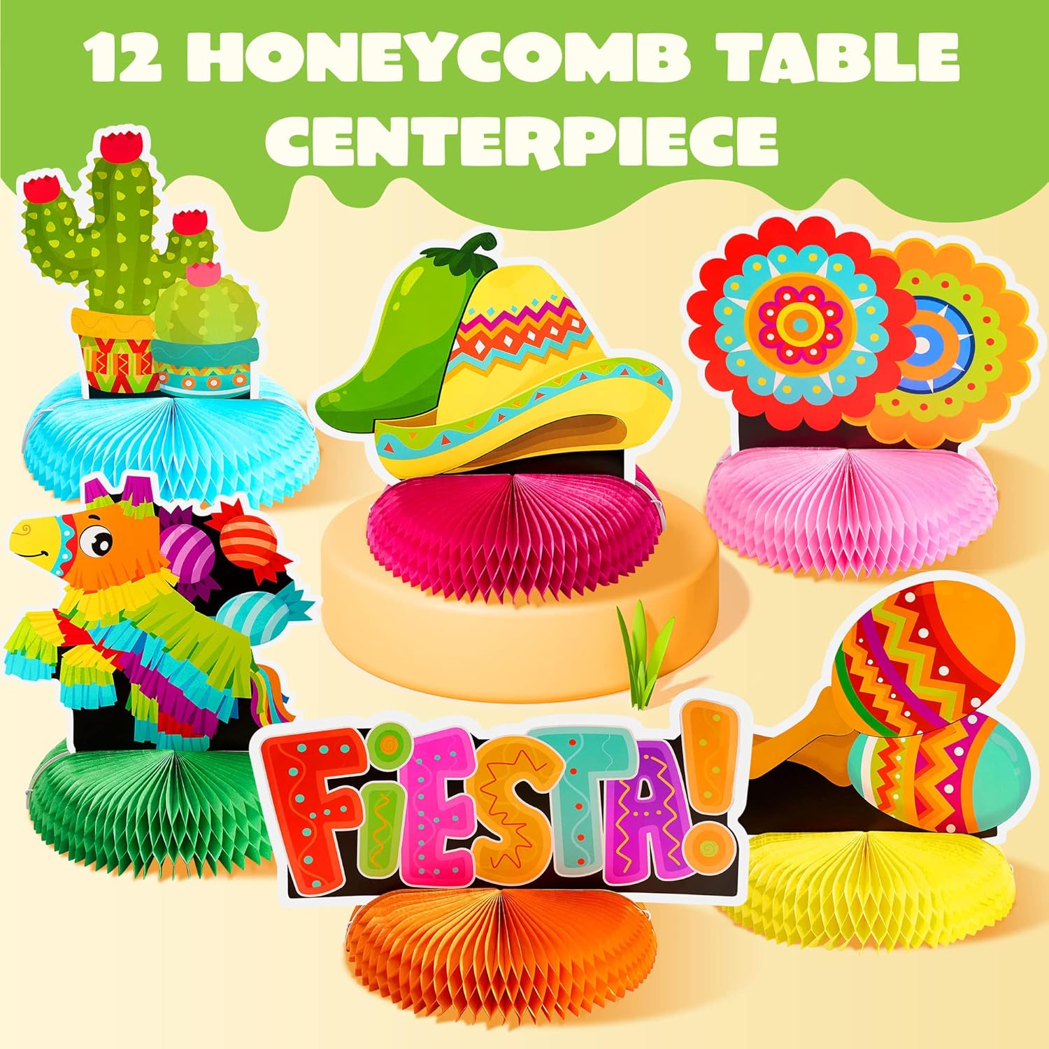 JOYIN 12 Pcs Cinco De Mayo Honeycomb Table Centerpiece - Image 2