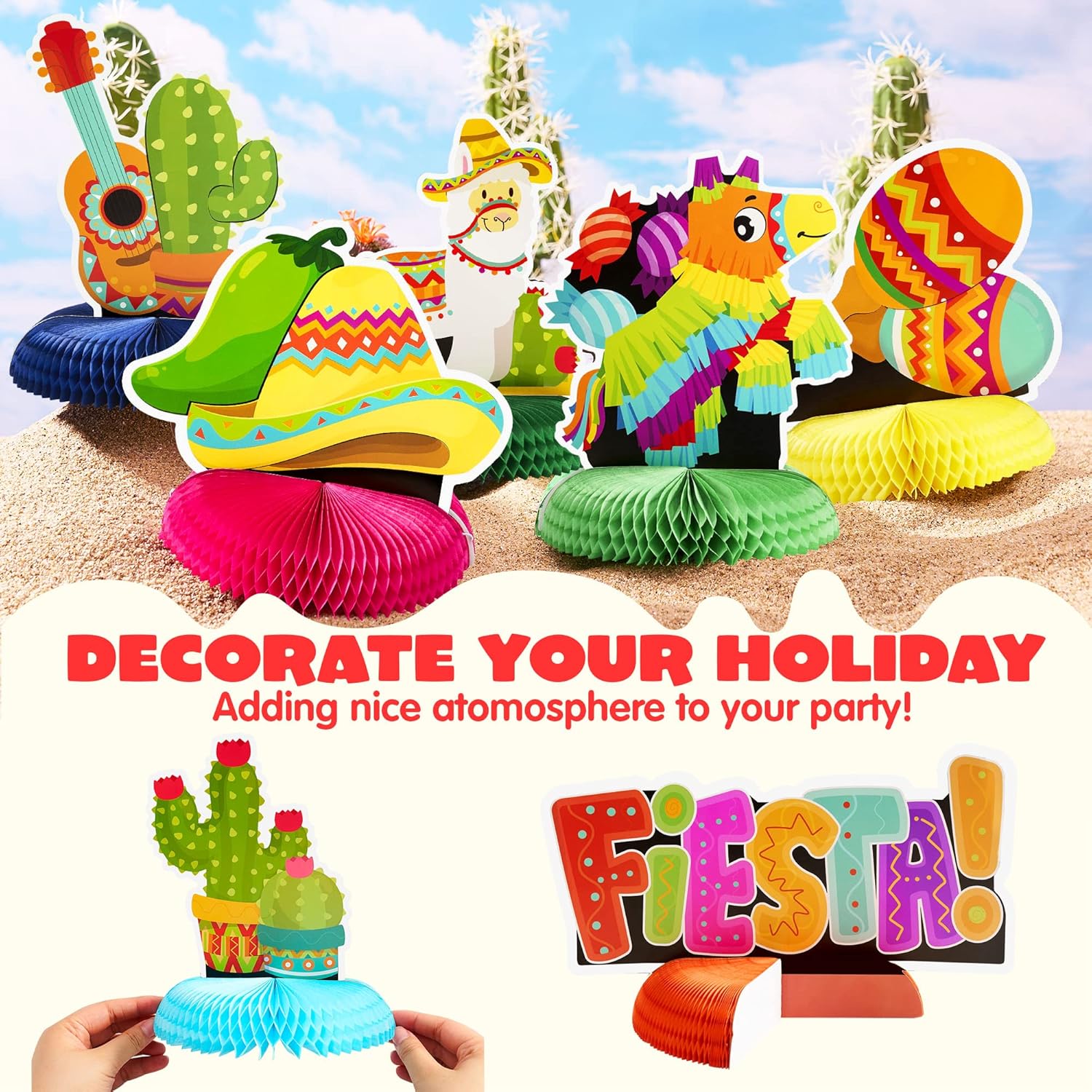 JOYIN 12 Pcs Cinco De Mayo Honeycomb Table Centerpiece - Image 4