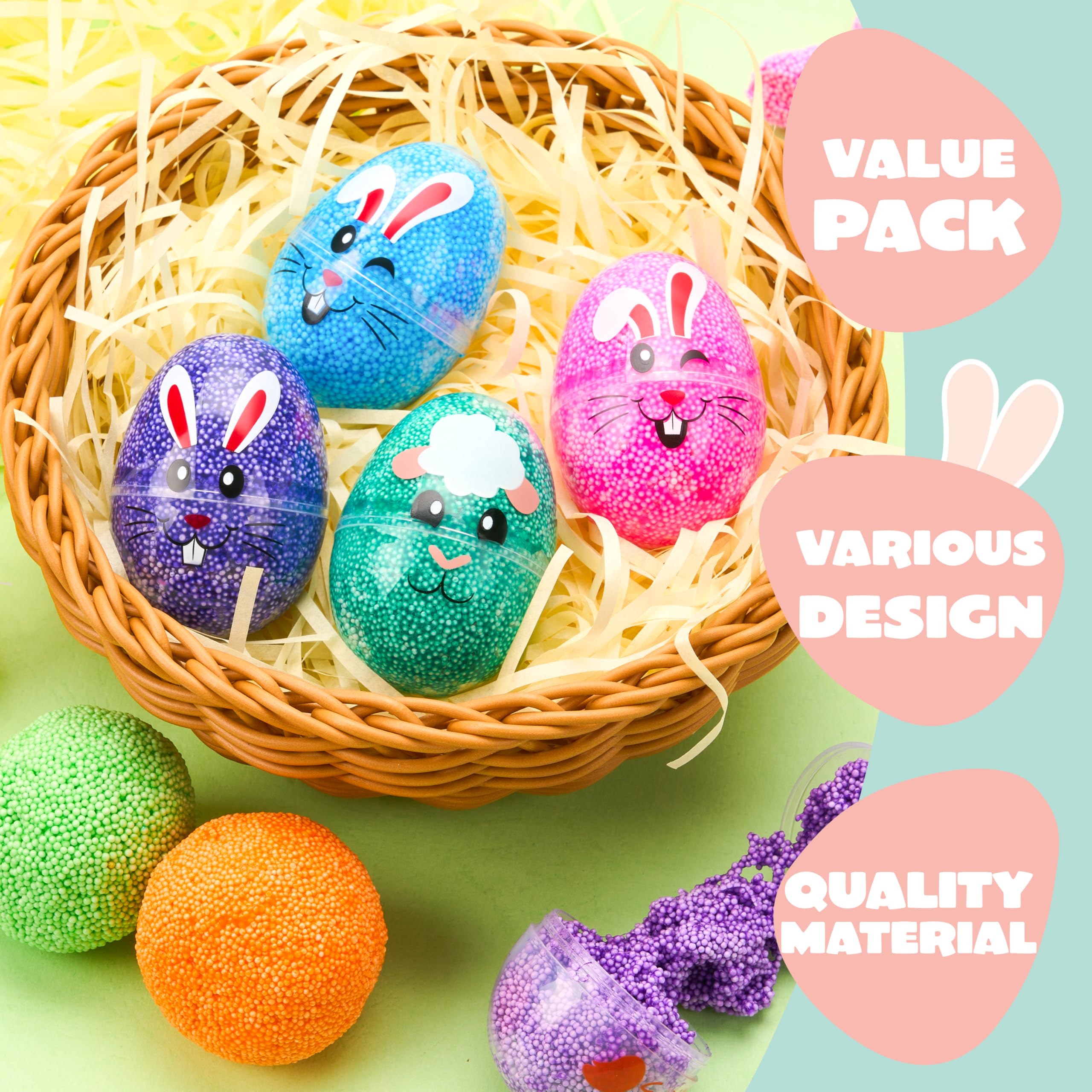 JOYIN 12 Pcs Easter Prefilled Eggs with Foam Squishy Toys - Image 6