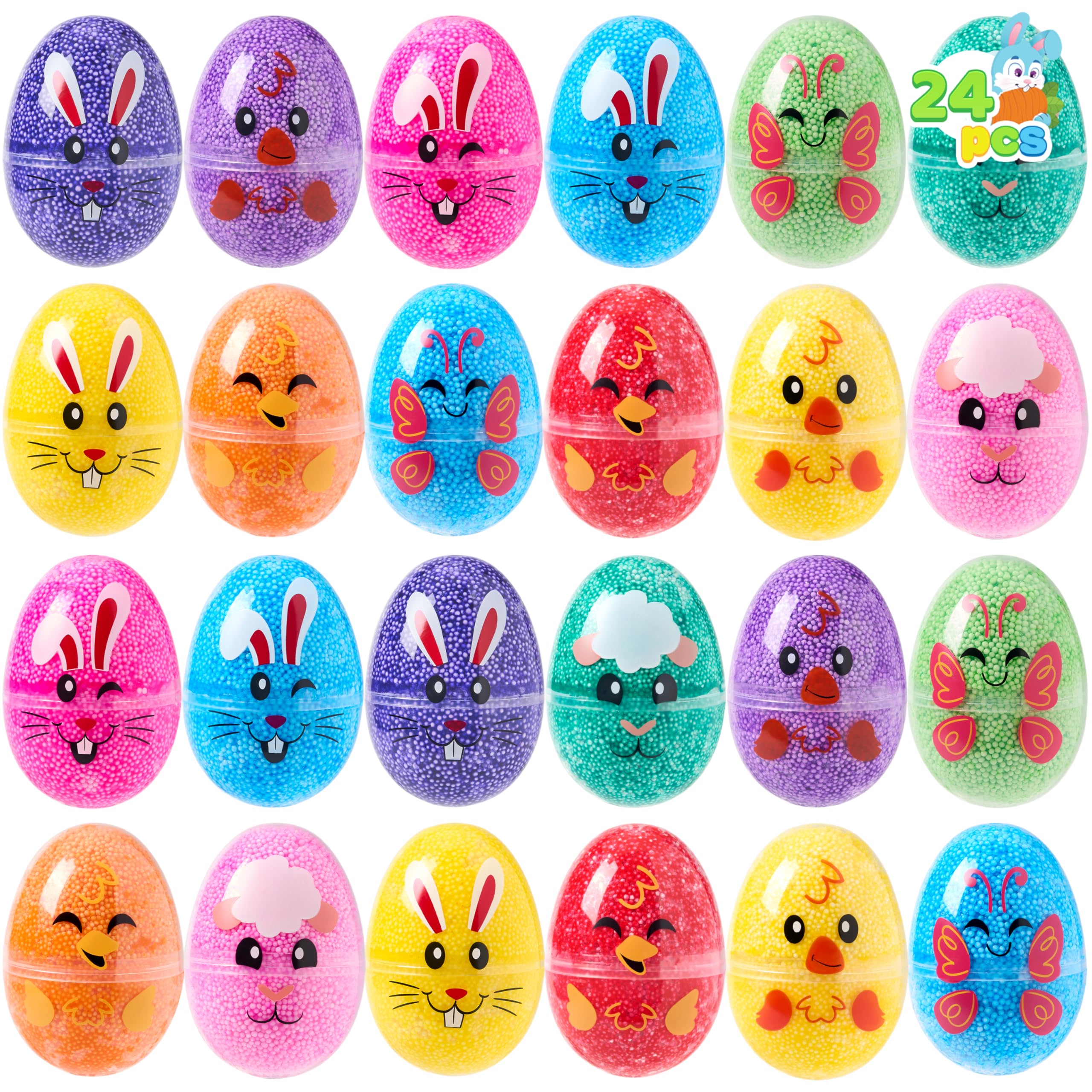 JOYIN 12 Pcs Easter Prefilled Eggs with Foam Squishy Toys - Image 7