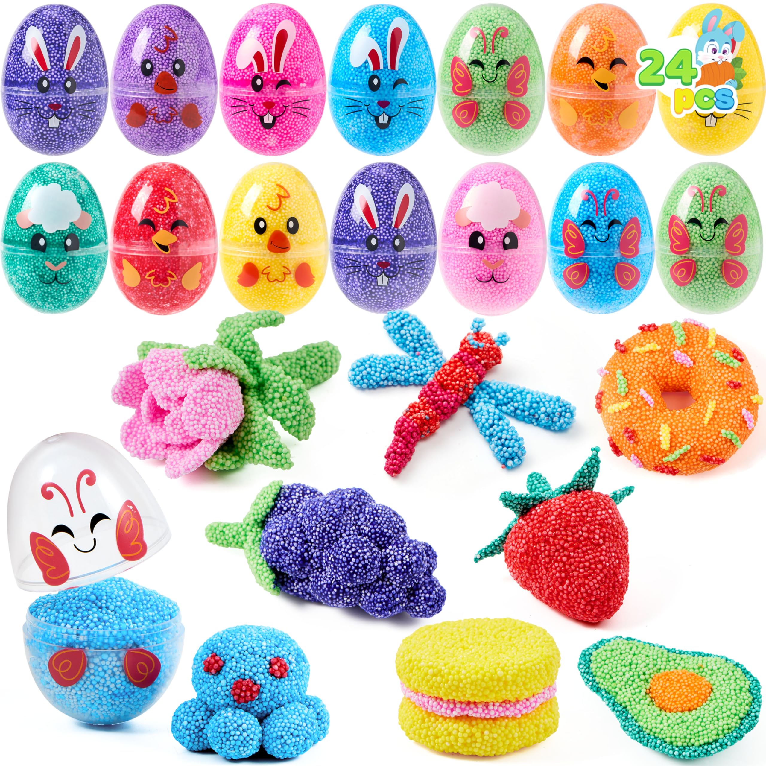 JOYIN 12 Pcs Easter Prefilled Eggs with Foam Squishy Toys - Image 9