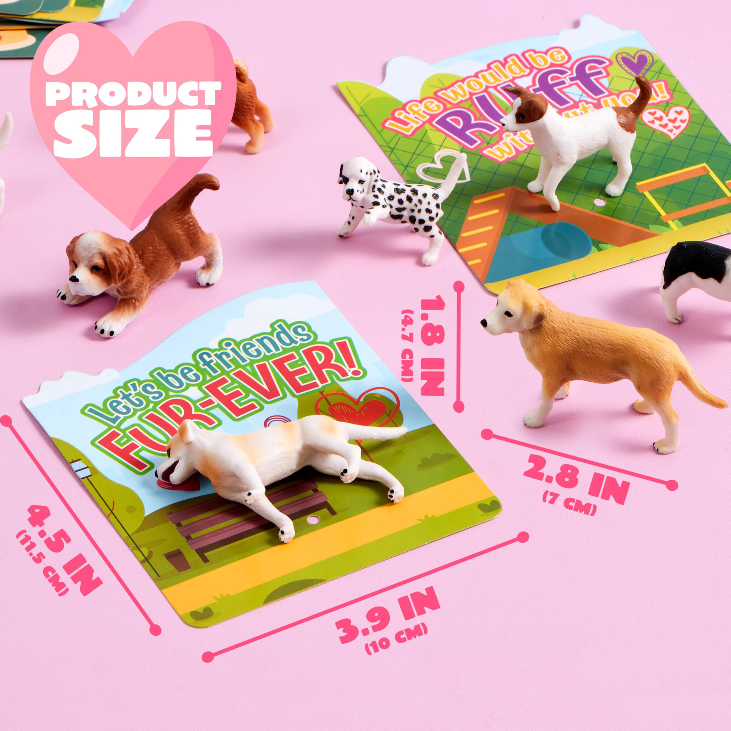 JOYIN 14 Pack Valentines Day Greeting Card with Dog Puppy Figure Toys for Kids Party Favor - Image 4