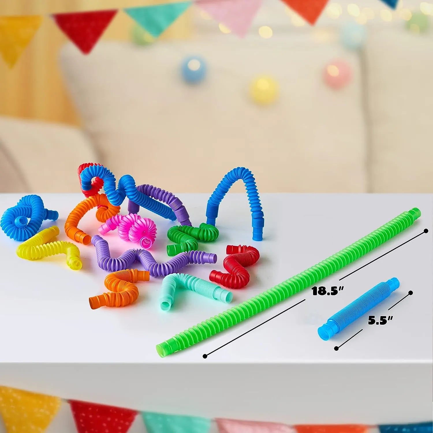 18 Pack Pop Tubes, Fidget Tubes Party Favors in9 Colors - Image 3