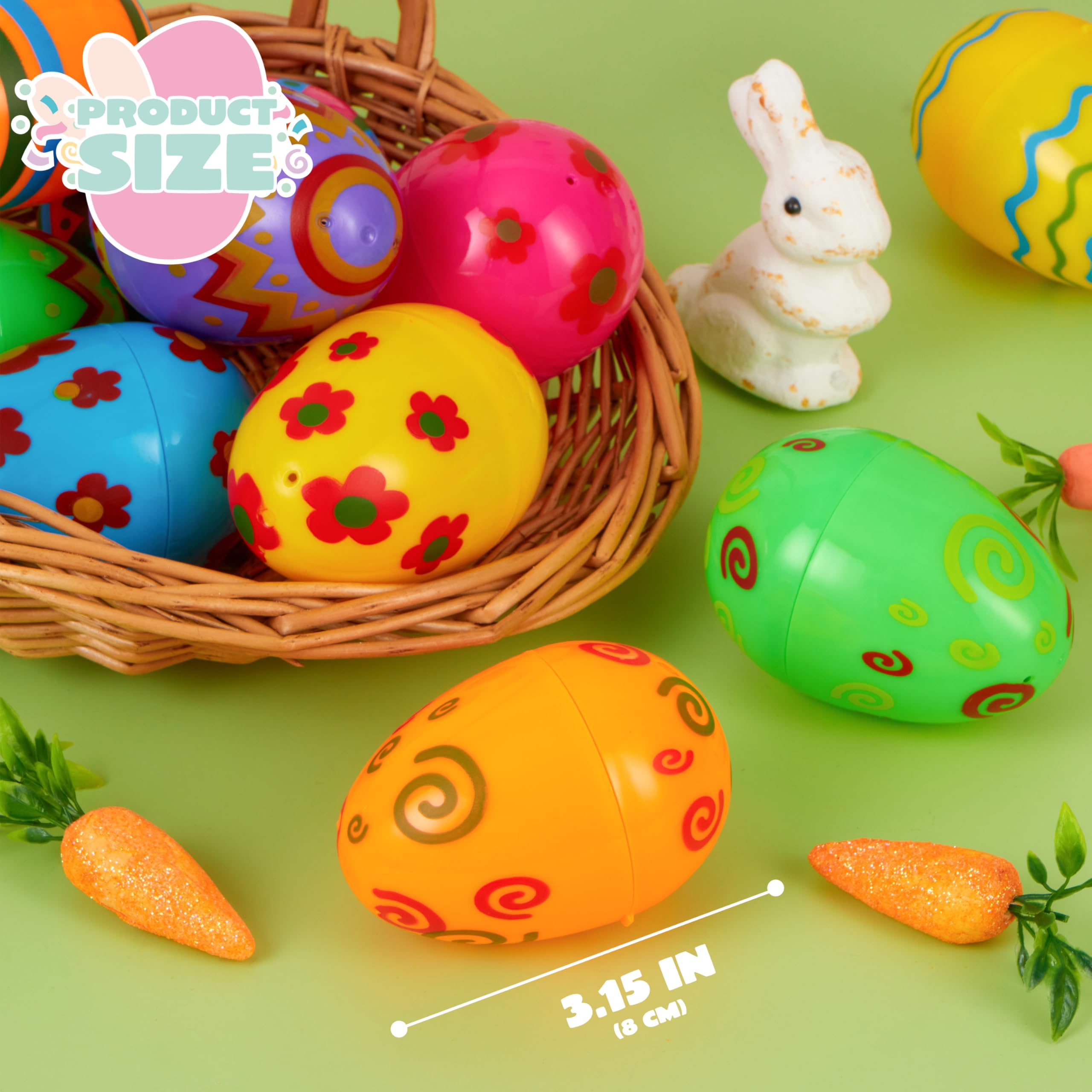 JOYIN 18 Pcs Bright Printed Plastic Easter Eggs - Image 6