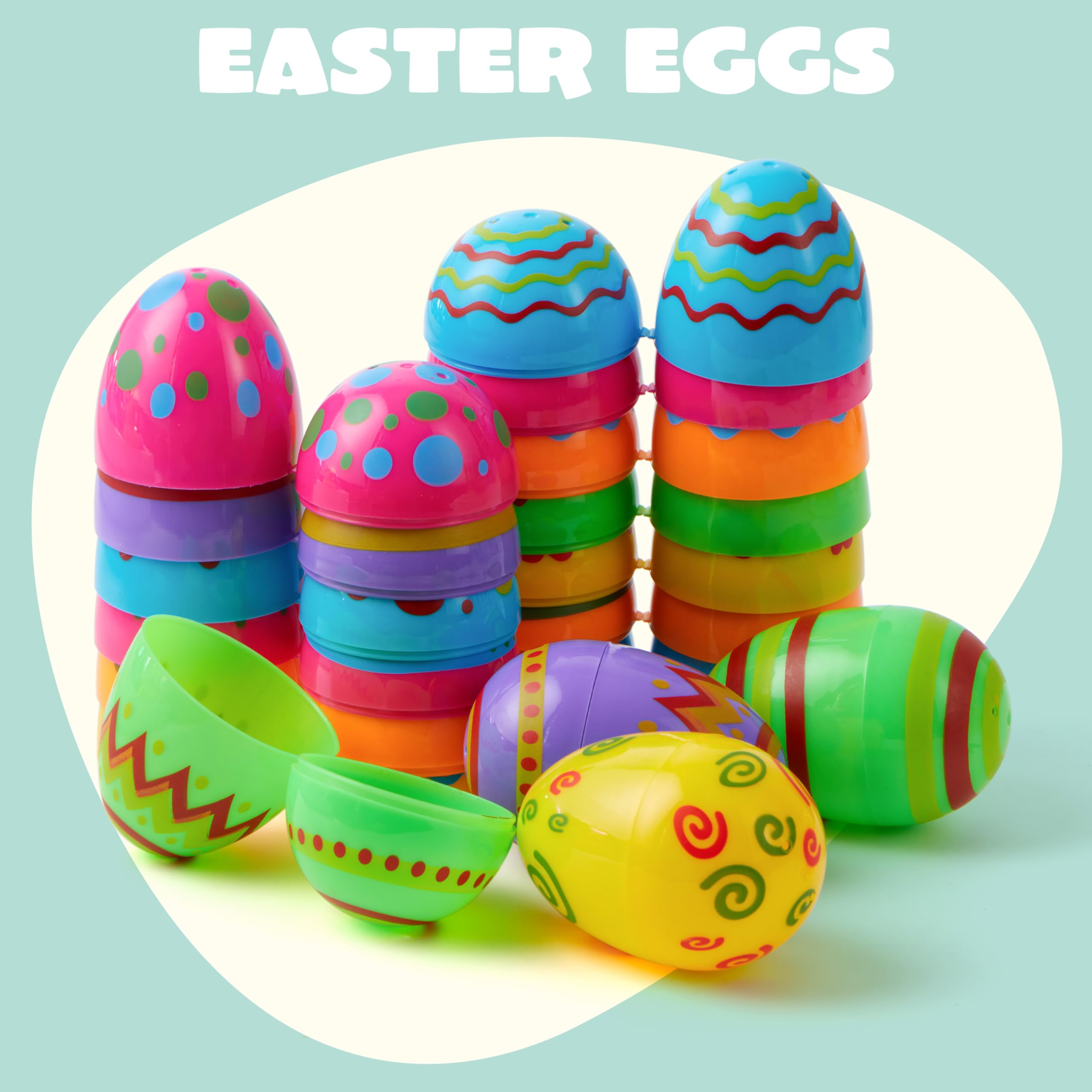 JOYIN 18 Pcs Bright Printed Plastic Easter Eggs - Image 2