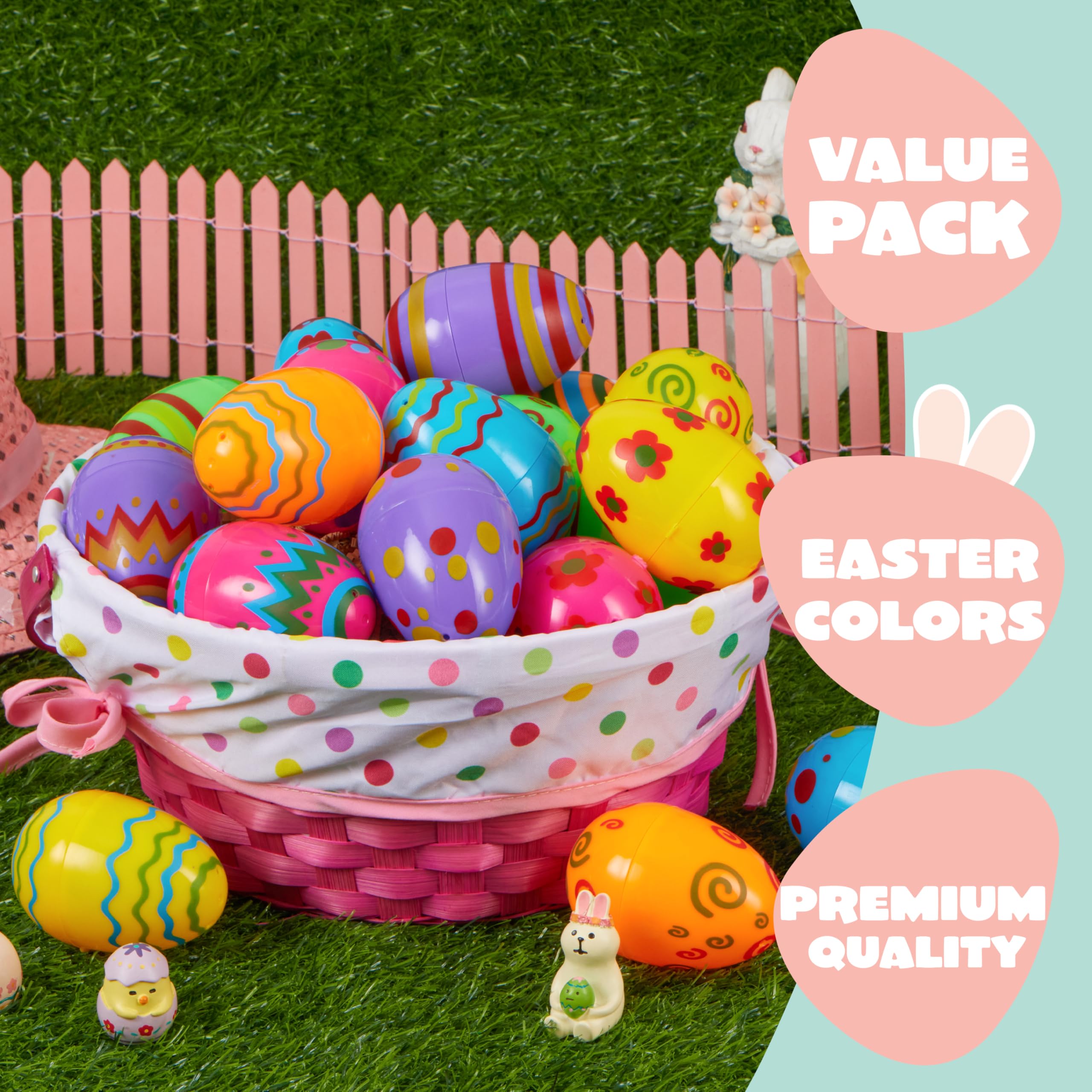 JOYIN 18 Pcs Bright Printed Plastic Easter Eggs - Image 3