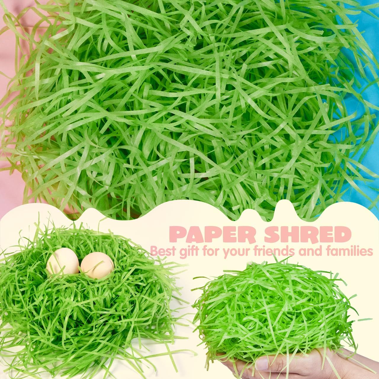 JOYIN 1LB Recyclable Easter Grass - 6-Color Crinkle Paper Shred - Image 4