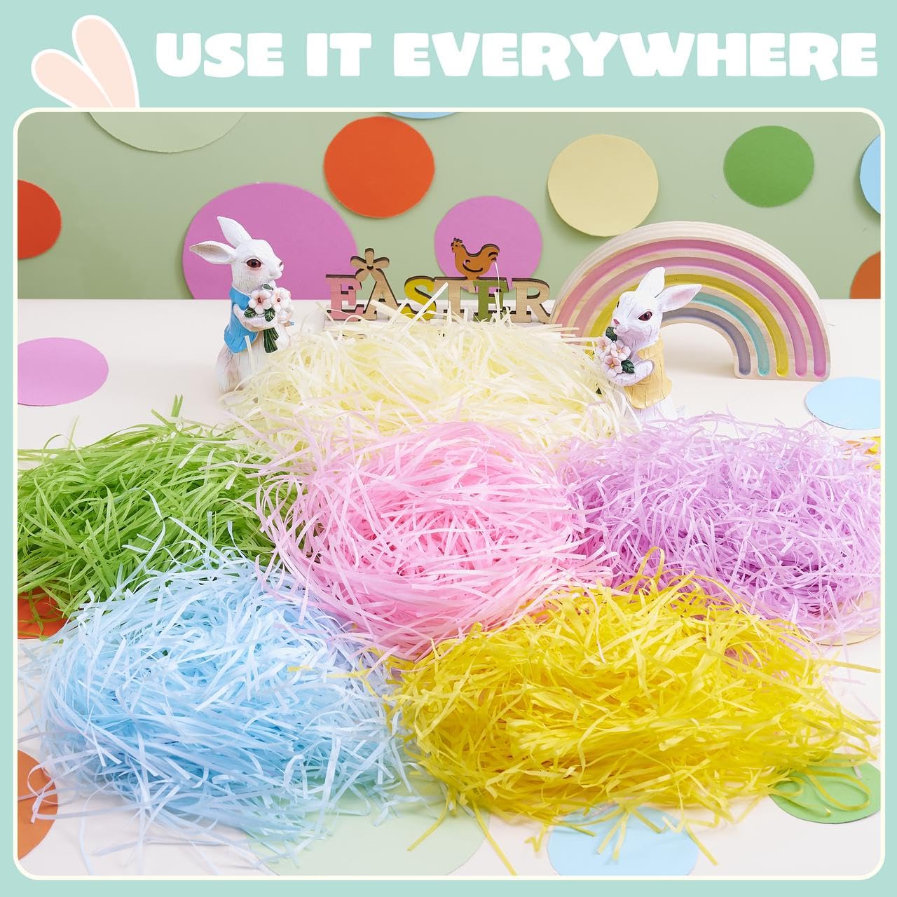 JOYIN 1LB Recyclable Easter Grass - 6-Color Crinkle Paper Shred - Image 5