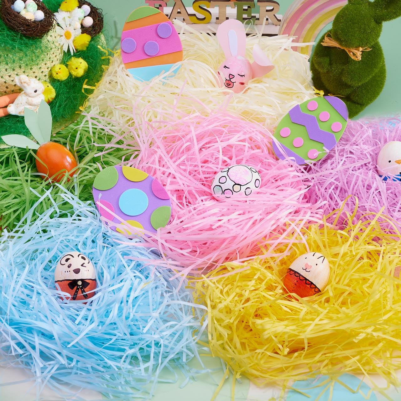JOYIN 1LB Recyclable Easter Grass - 6-Color Crinkle Paper Shred - Image 6