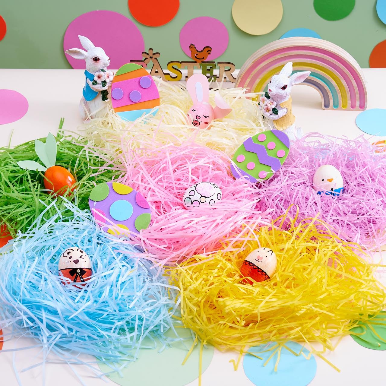JOYIN 1LB Recyclable Easter Grass - 6-Color Crinkle Paper Shred - Image 7
