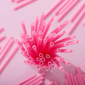 JOYIN 200 PCS Valentine Heart Shaped Pink Straws