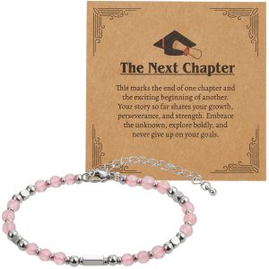 2026 Pink Graduation Bracelet with Greeting Card and Gift Box for Women, Graduation Gifts