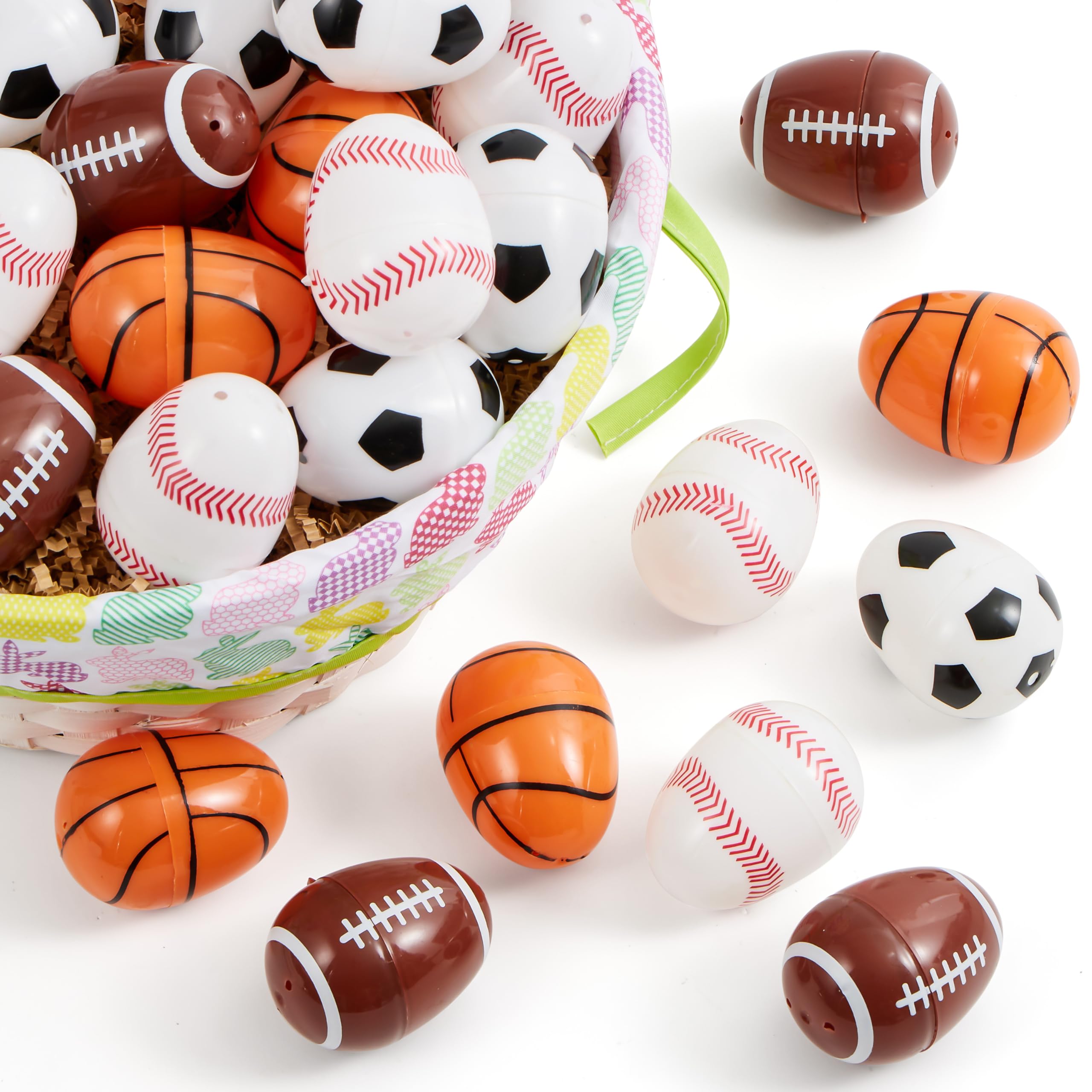 JOYIN 24 Pcs 2.3 Assorted Sports Balls Plastic Easter Eggs