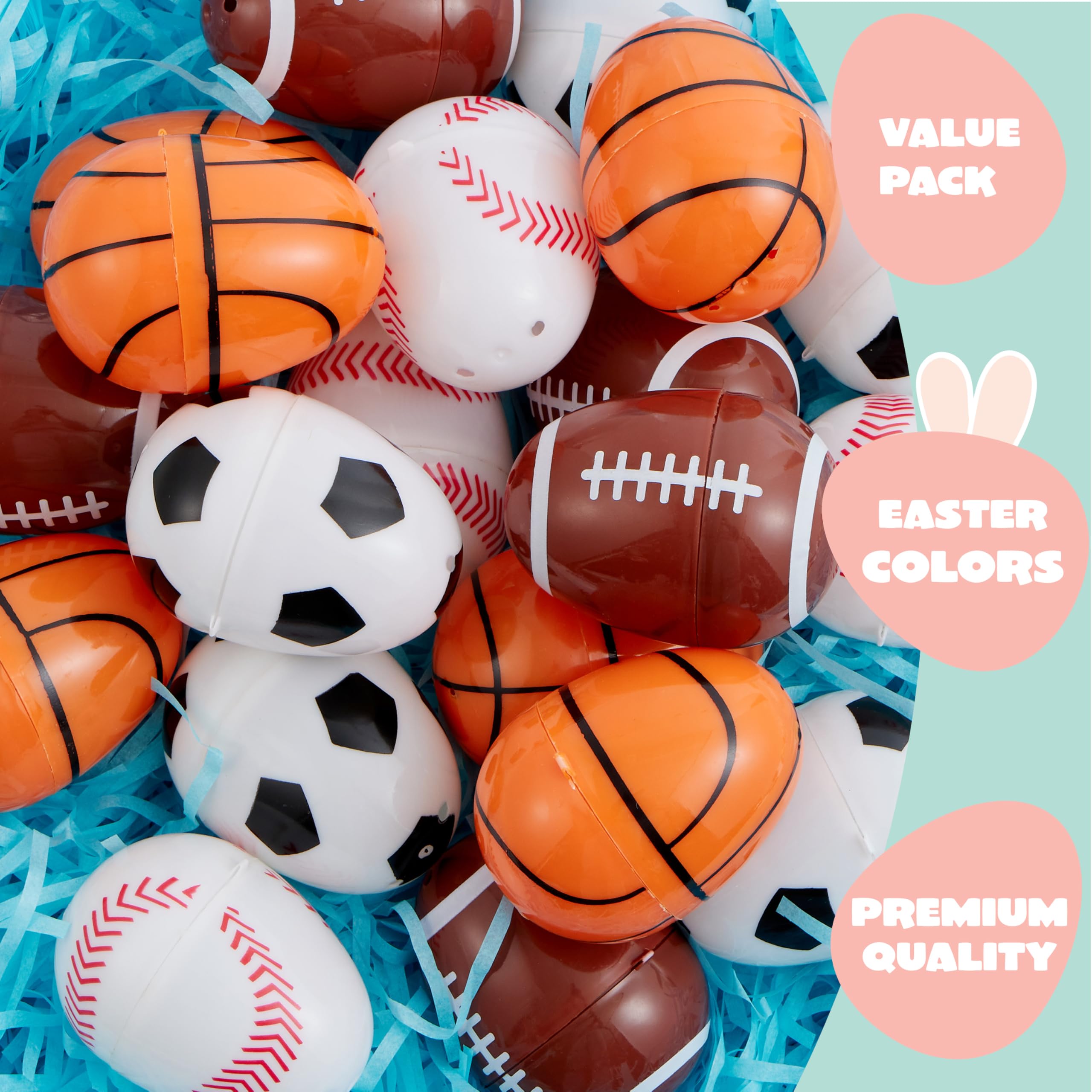 JOYIN 24 Pcs 2.3 Assorted Sports Balls Plastic Easter Eggs - Image 3