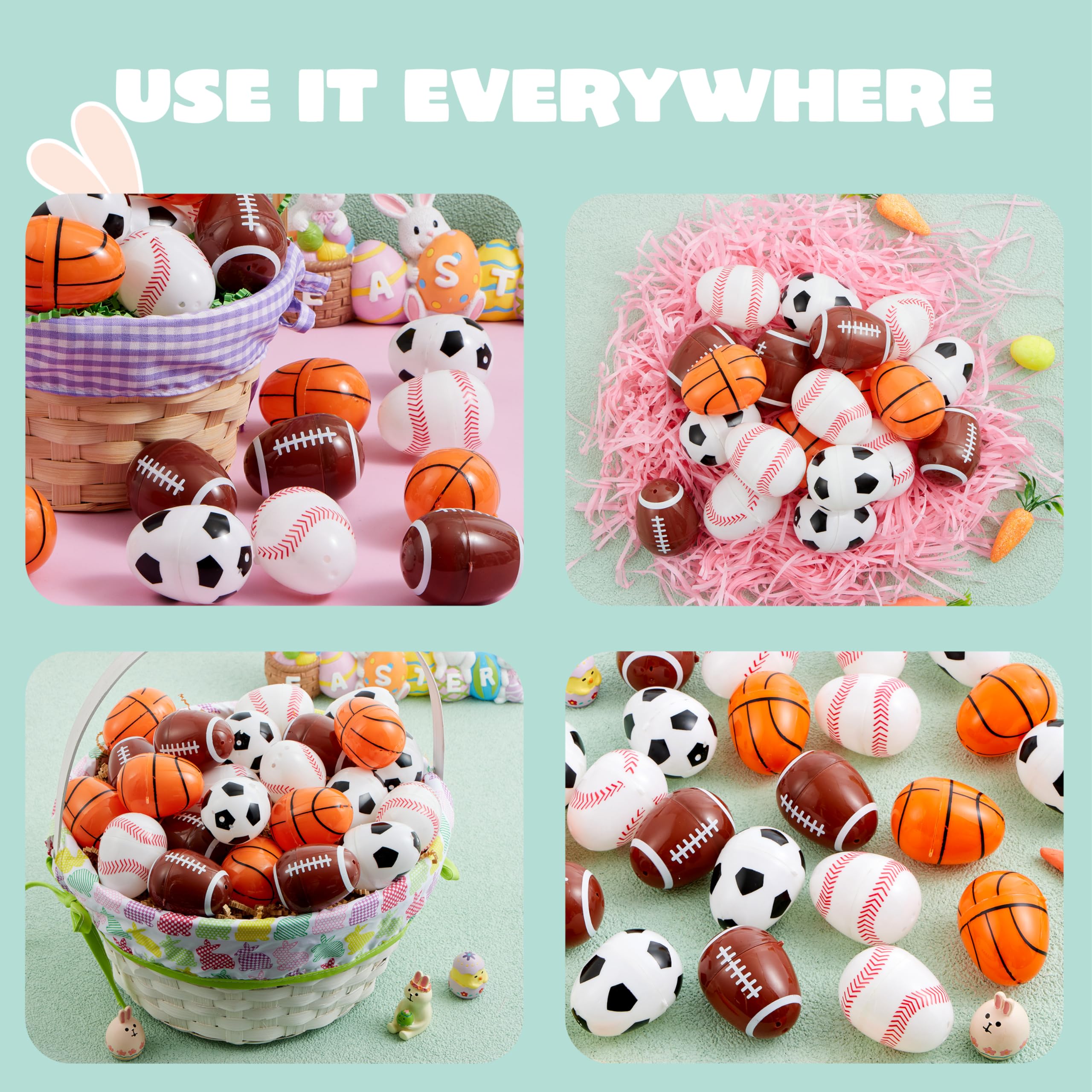 JOYIN 24 Pcs 2.3 Assorted Sports Balls Plastic Easter Eggs - Image 4