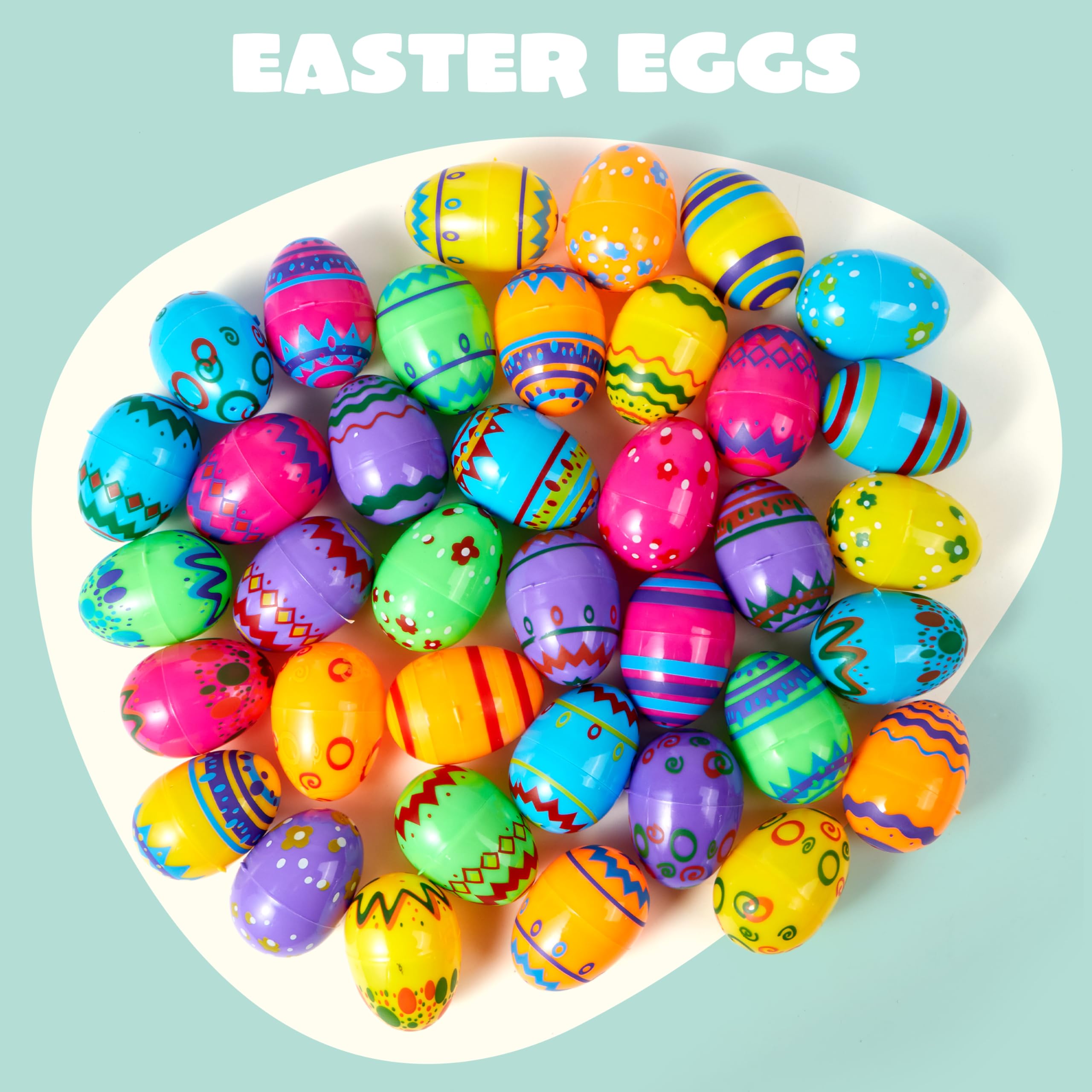 JOYIN 24 Pcs 2.3 Inch Printed Fillable Plastic Easter Eggs - Image 2